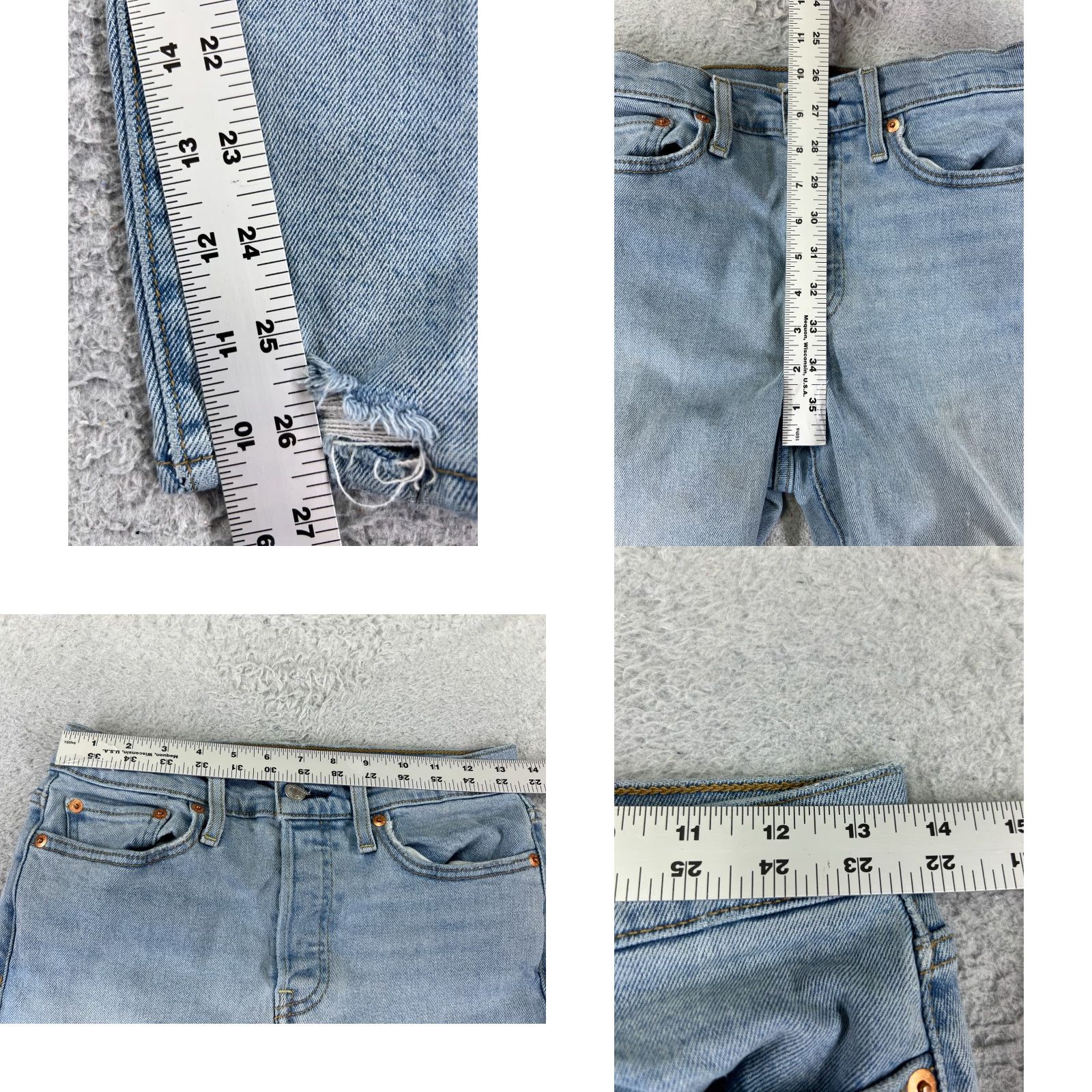Levi's Levis Jeans Women 28 Blue Denim Wedgie Fit Distressed Button 27x27 Premium Pant Regular Rise Mid Vintage: No Size 28" / US 6 / IT 42 - 9 Thumbnail
