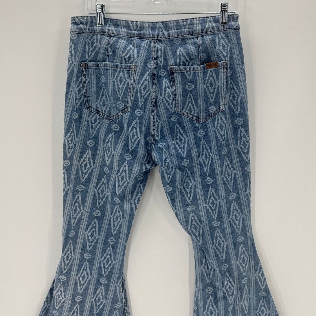 Other Rock & Roll high-rise bell bottom jeans frayed hem sz 31 Size 31" - 4 Thumbnail