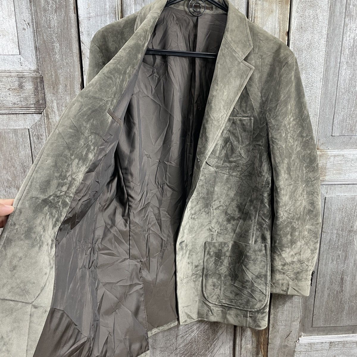 Japanese Brand × Vintage Vintage Japanese Brand Mud Green Leather Coat Size US M / EU 48-50 / 2 - 5 Thumbnail
