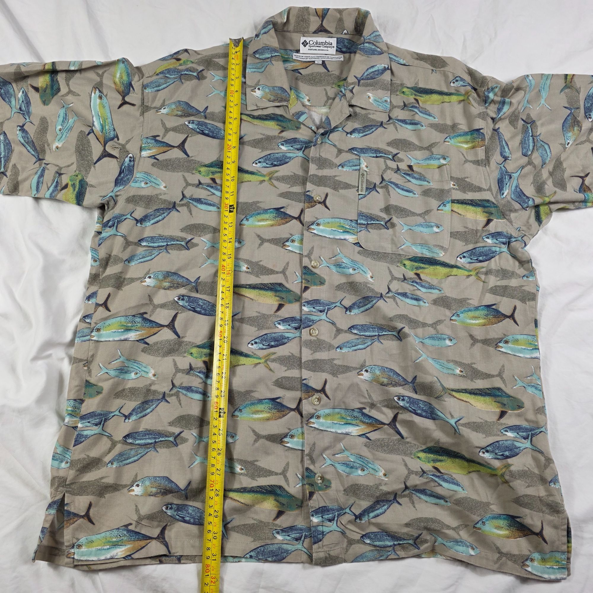Columbia Columbia Mens Large Brown Multicolor Fish Print Short Sleeve Size US L / EU 52-54 / 3 - 7 Thumbnail