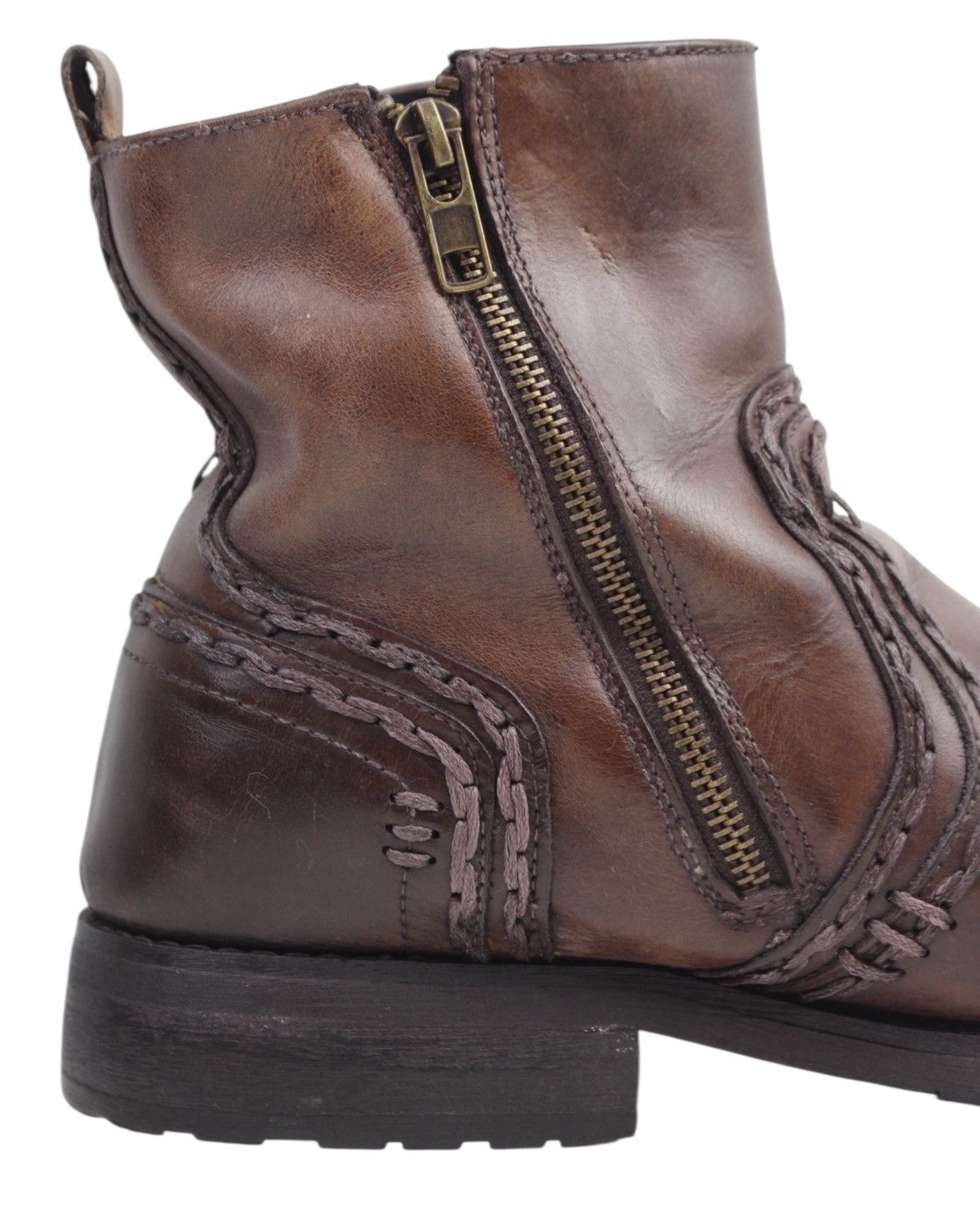 If Six Was Nine 2000S BED STU JAPAN RAW STITCHED LEATHER ZIP ANKLE BOOTS Size US 9 / EU 42 - 9 Thumbnail