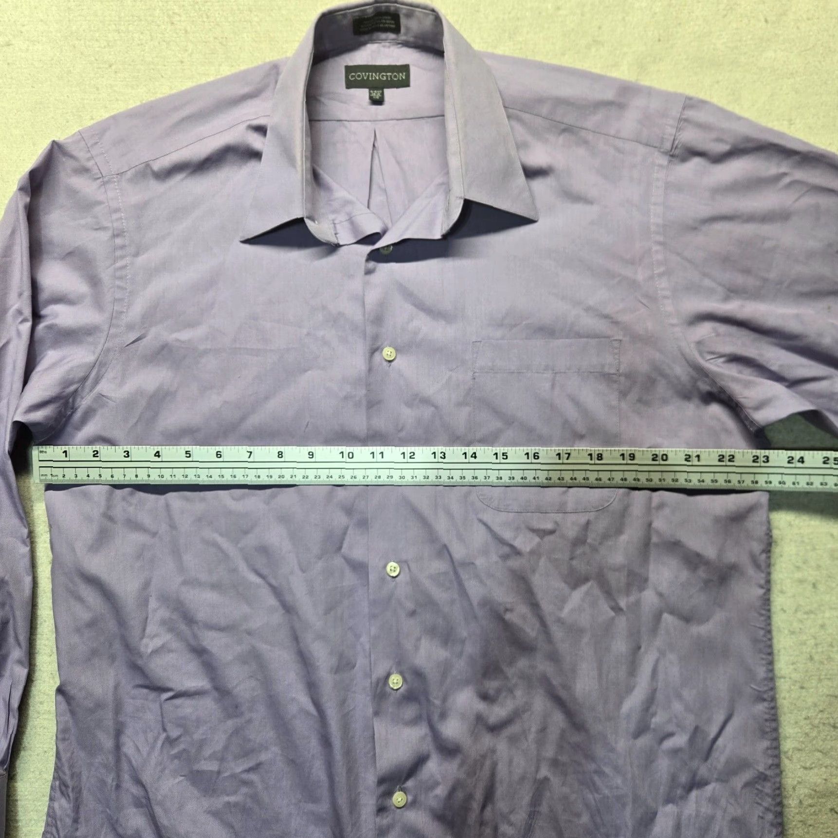 Vintage Covington Shirt Dress Purple Long Sleeve Button Up Adult Men's L 16 16.5 Cotton Polyester Solid Collared Unique Covington Mens Shirt Size 42R - 4 Thumbnail