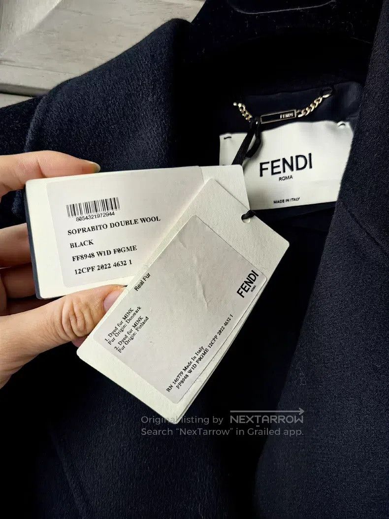 Fendi Fendi Classic Logo Mink Fur Pocket Wool Coat Size XS / US 0-2 / IT 36-38 - 3 Thumbnail