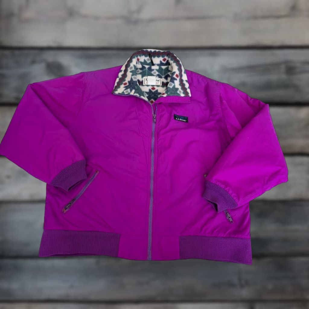 Vintage Vintage 90s LL Bean Womens Bomber Jacket XL Made In USA Pink Blanket Lined Size XL / US 12-14 / IT 48-50 - 1 Thumbnail
