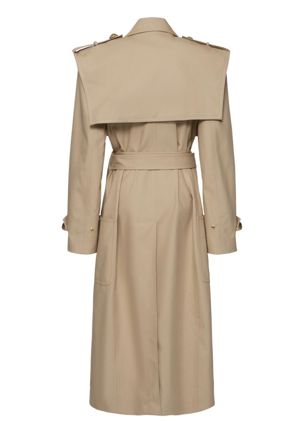 Balmain o1mt1gz0126 Tailored Cotton Trench Coat in Beige Size XS / US 0-2 / IT 36-38 - 2 Thumbnail