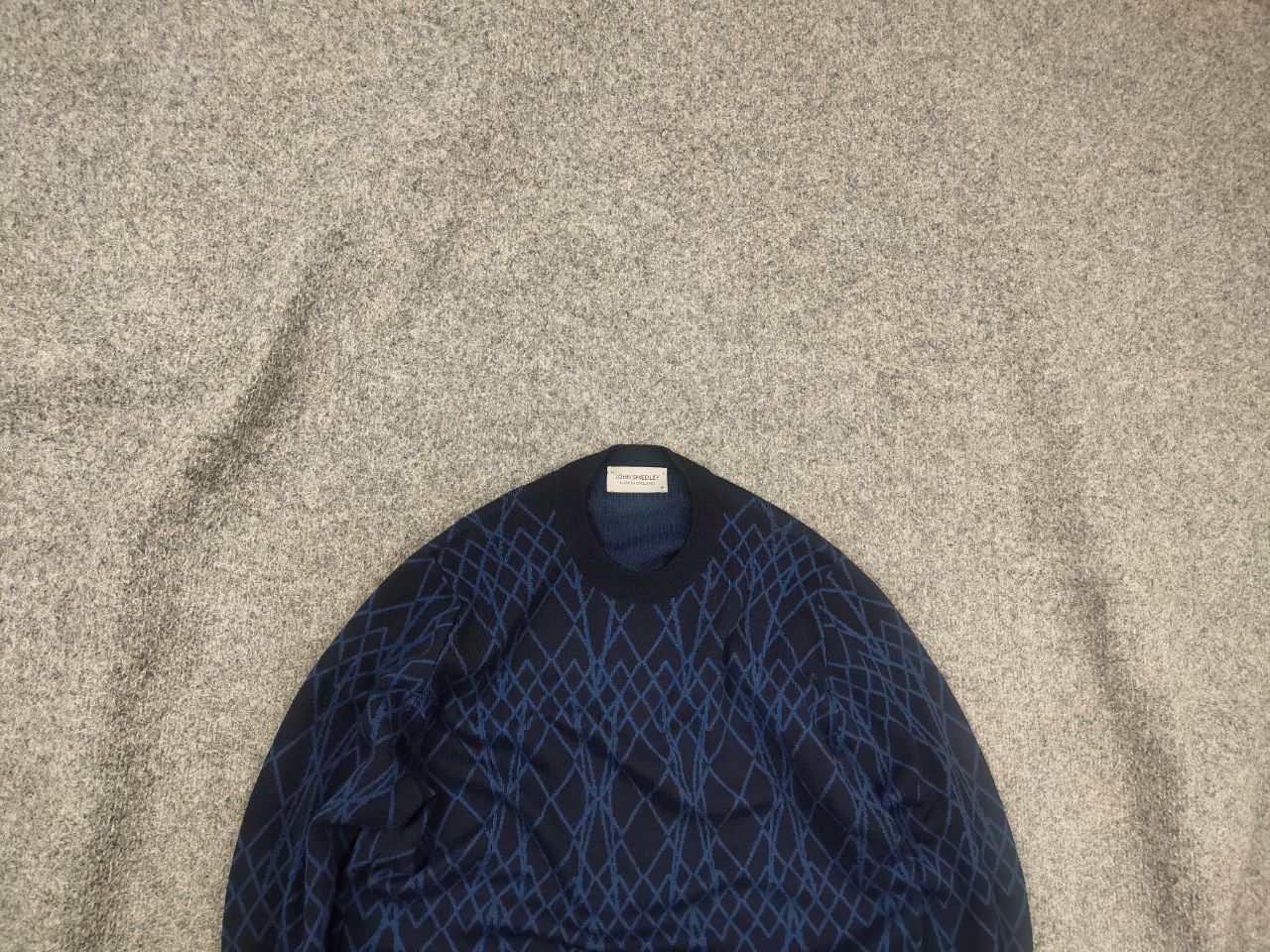 John Smedley John Smedley design blue wool sweater with geometric pattern Size US M / EU 48-50 / 2 - 1 Thumbnail