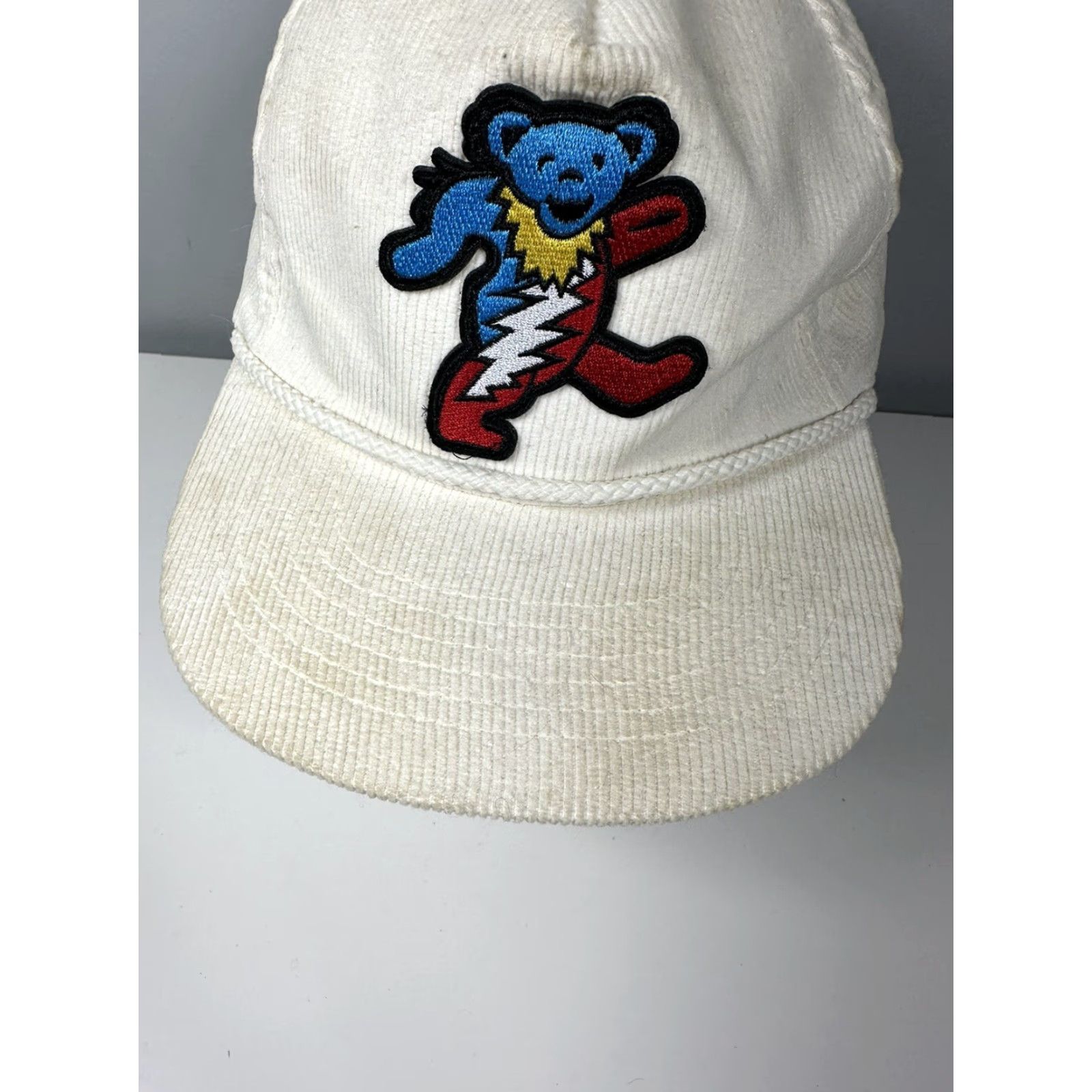 Roper VINTAGE Grateful Dead Dancing Bear Corduroy Rope SnapBack Hat 80s 90s White Adjustable Men Hat Size ONE SIZE - 3 Thumbnail