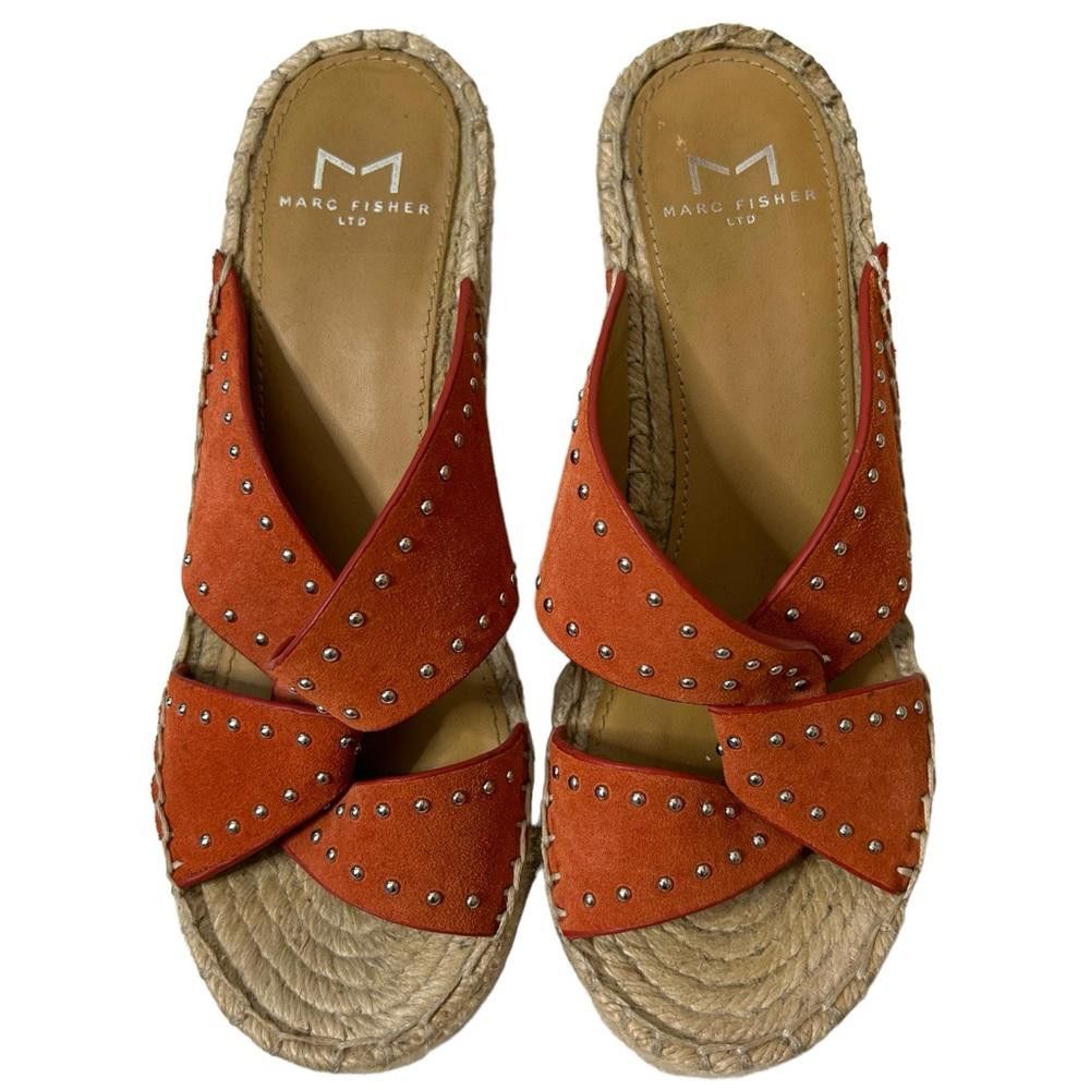 Designer Marc Fisher l Angeline’s Leather Studded Espadrille Wedges 5 Size US 5 / IT 35 - 3 Thumbnail