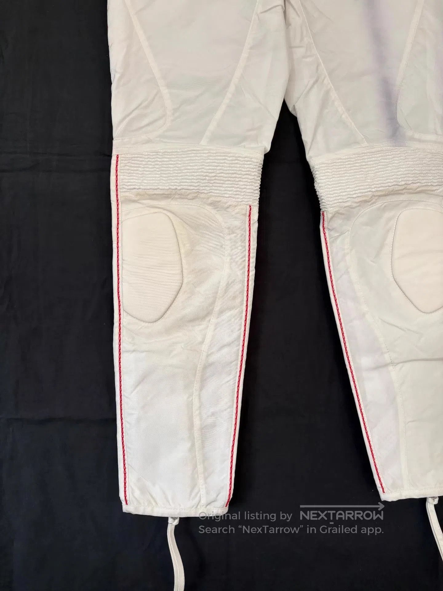 KANGHYUK White Casual Pants w/ Knee Patches & Red Stitching. Size US 34 / EU 50 - 6 Thumbnail