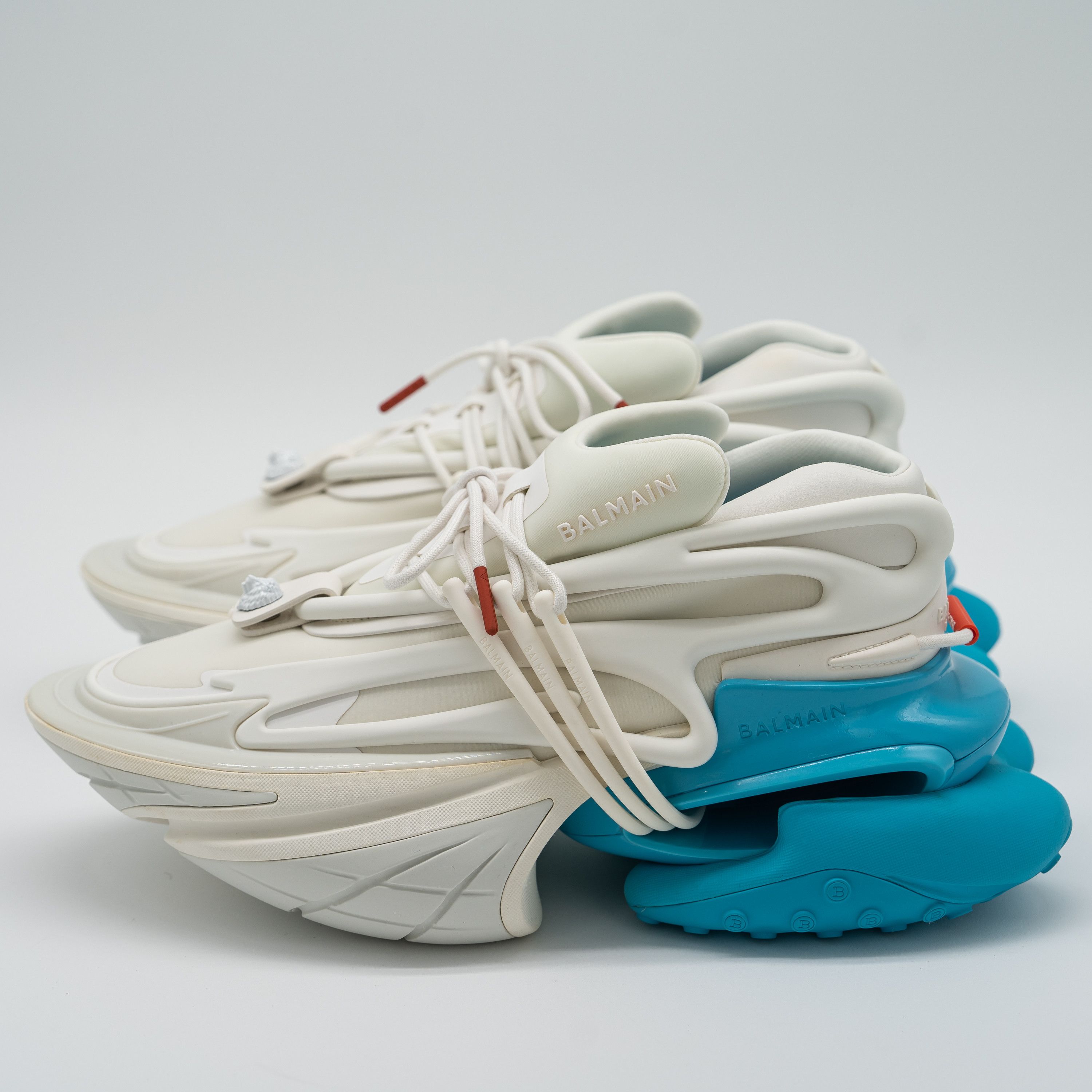 Balmain 42 9 US Balmain Unicorn White Blue Sneakers Neoprene Size US 9 / EU 42 - 4 Thumbnail