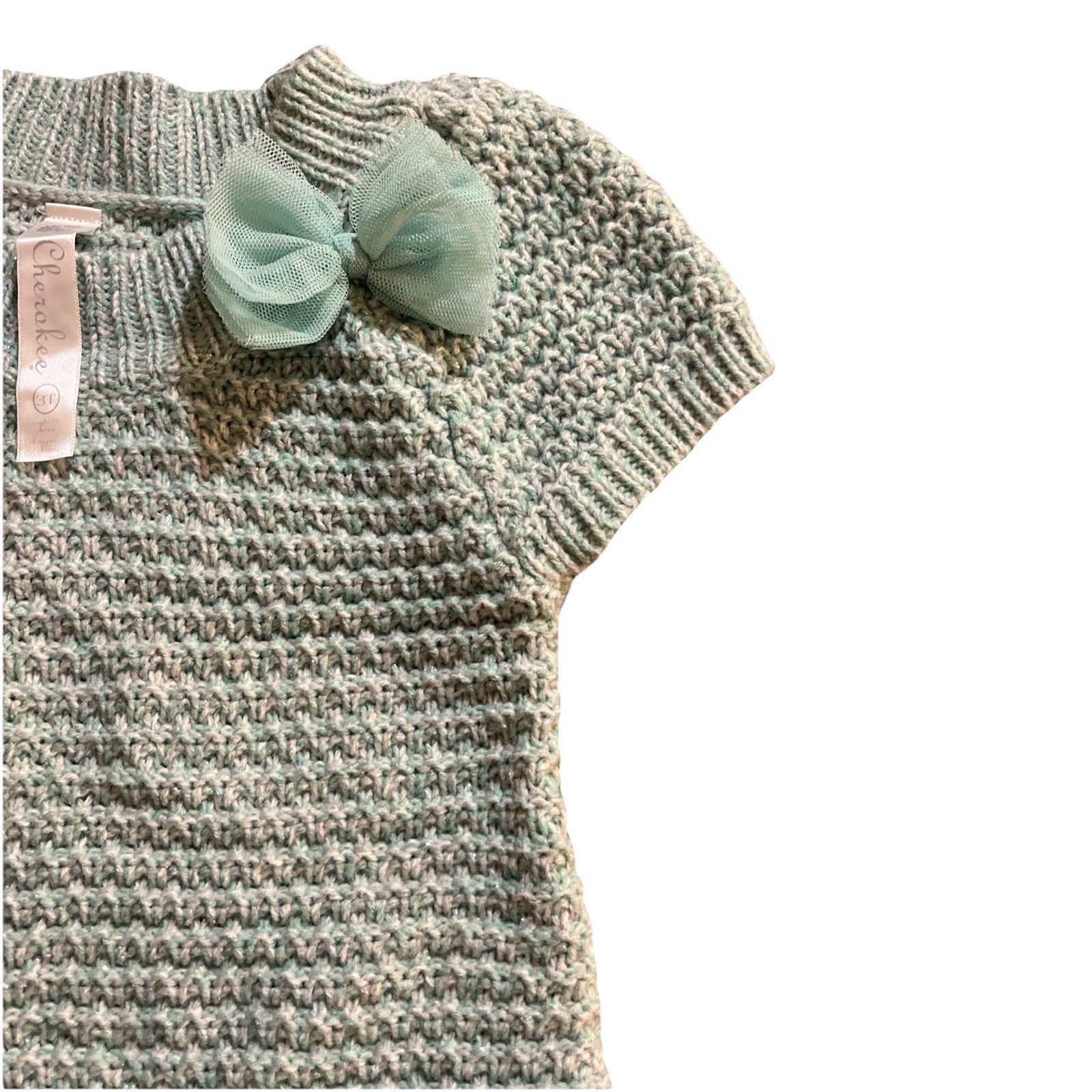 Cherokee Cherokee Dress Short Sleeve Girls 3T Sparkly Green NWT Size XS / US 0-2 / IT 36-38 - 3 Thumbnail