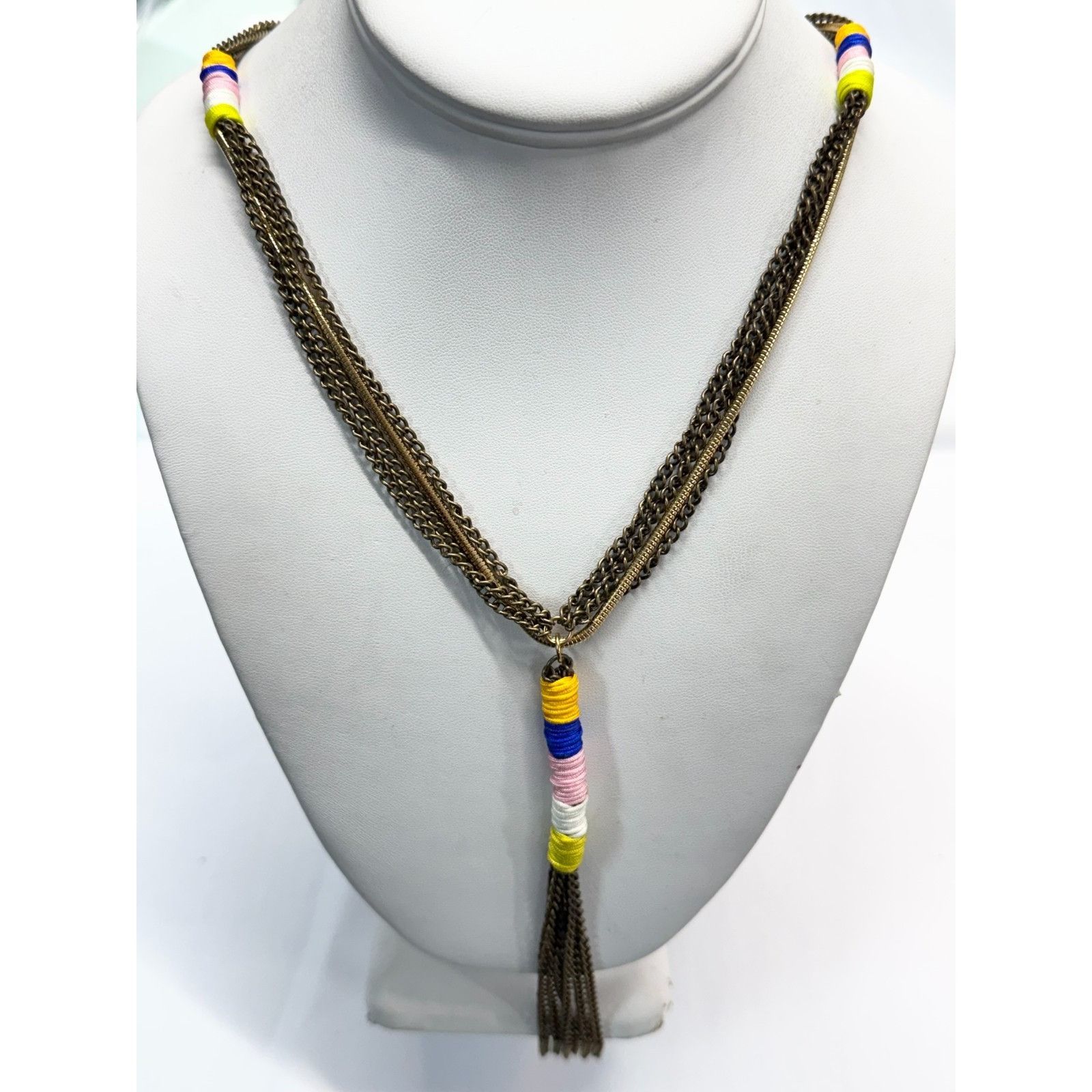 Vintage Vintage multi chain silk wrap tassel necklace Size ONE SIZE - 1 Thumbnail