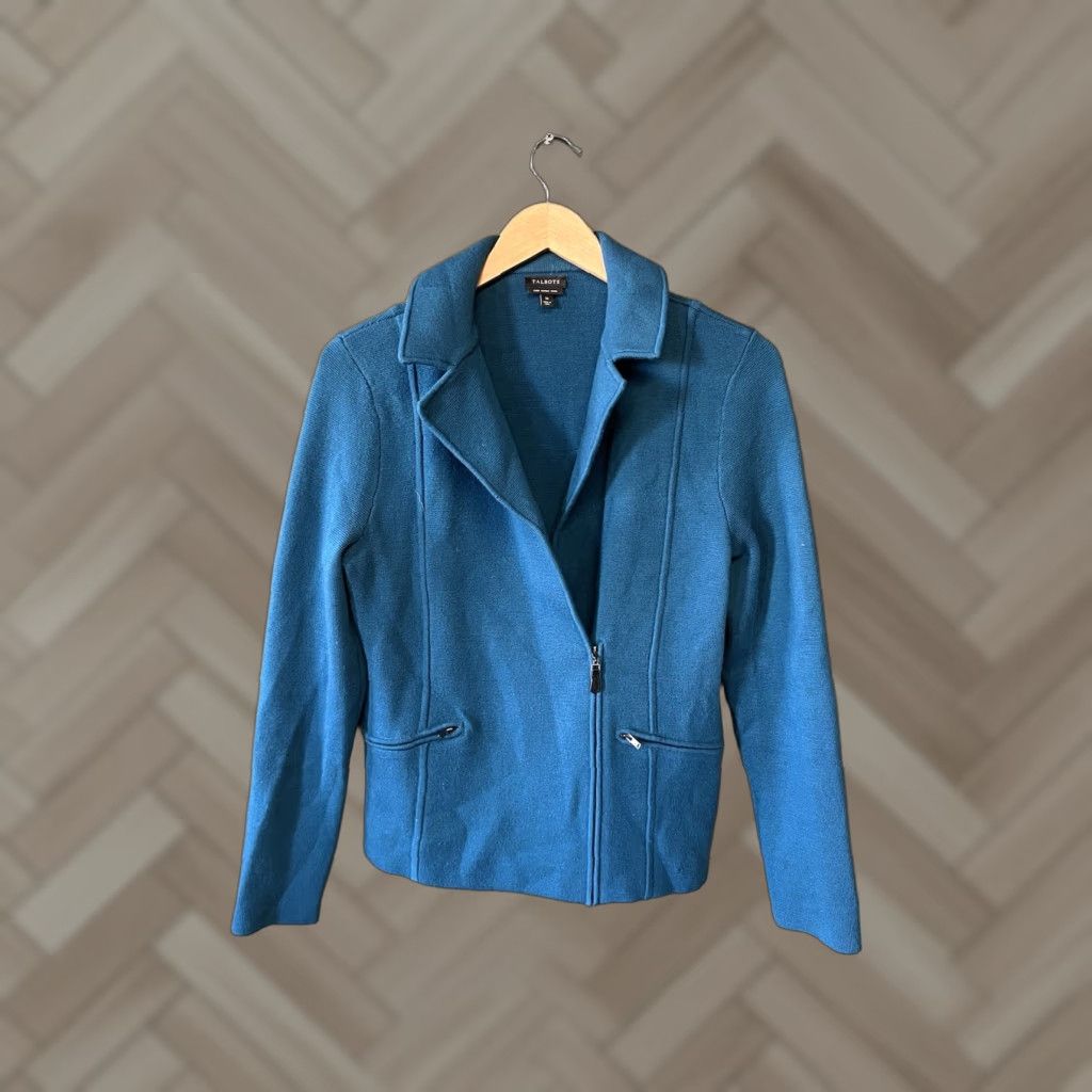 Talbots VINTAGE Talbots Womens Blue Wool Long Sleeve 1/4 Zip Jacket Size Medium Size M / US 6-8 / IT 42-44 - 1 Thumbnail