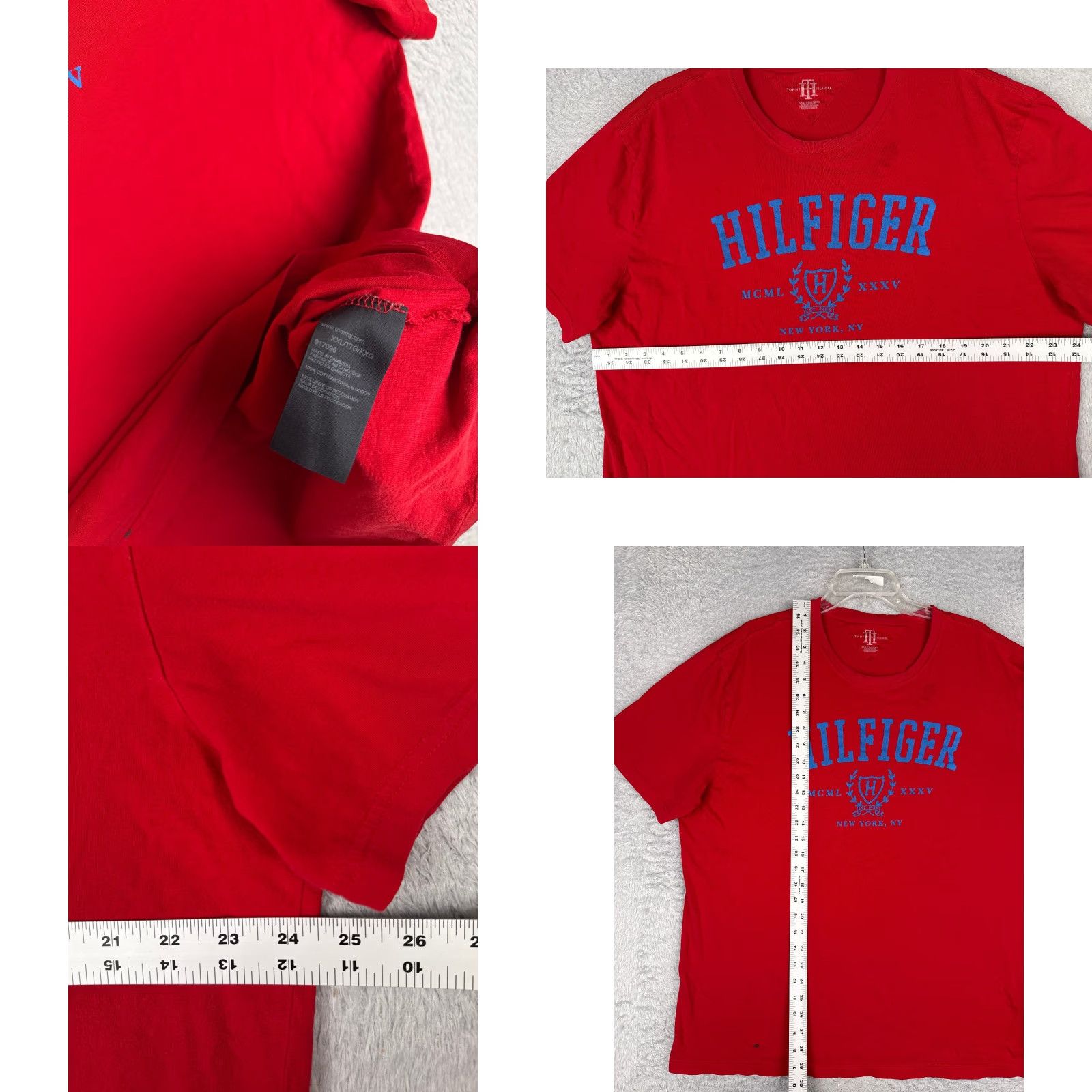 Tommy Hilfiger Tommy Hilfiger Shirt Adult 2XL Red 100% Cotton Crew Neck Embroidered Logo Mens Size US XXL / EU 58 / 5 - 8 Thumbnail