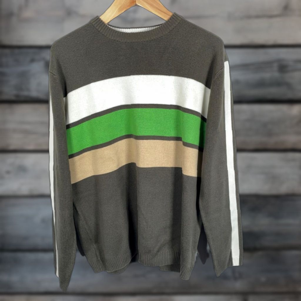 Vintage VINTAGE Y2K Striped Pattern Sweater Men’s Large Brown Green Acrylic Knit Japan Made Size US L / EU 52-54 / 3 - 1 Thumbnail