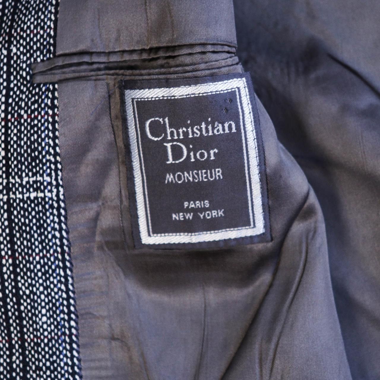 Christian Dior Monsieur Vintage 80s Christian Dior Sport Coat Gray Windowpane Check Size 40R - 5 Thumbnail