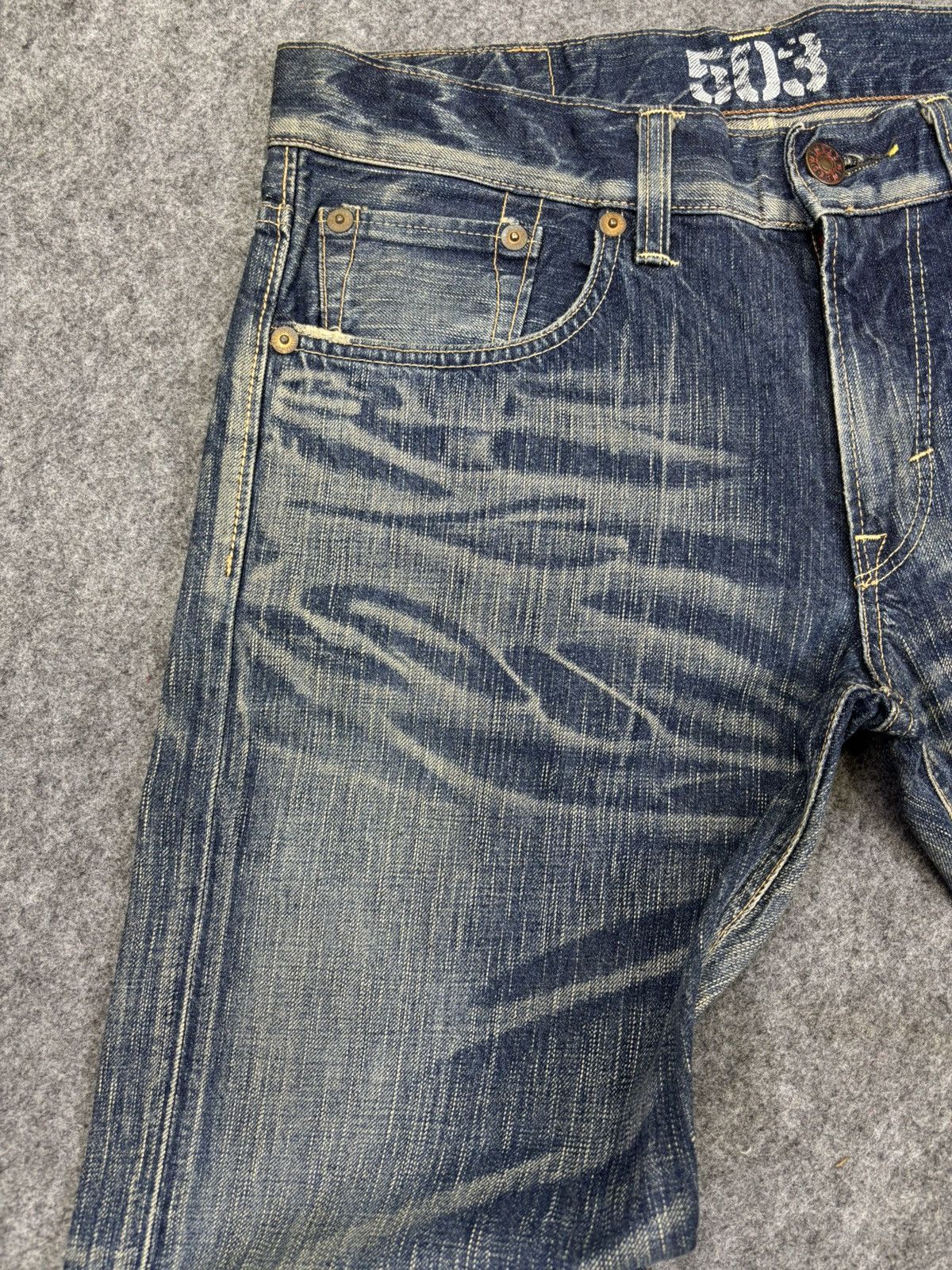 Edwin 💥Insane Flare💥Edwin Raw Fades Blue Trip Denim F842 Size US 34 / EU 50 - 4 Thumbnail