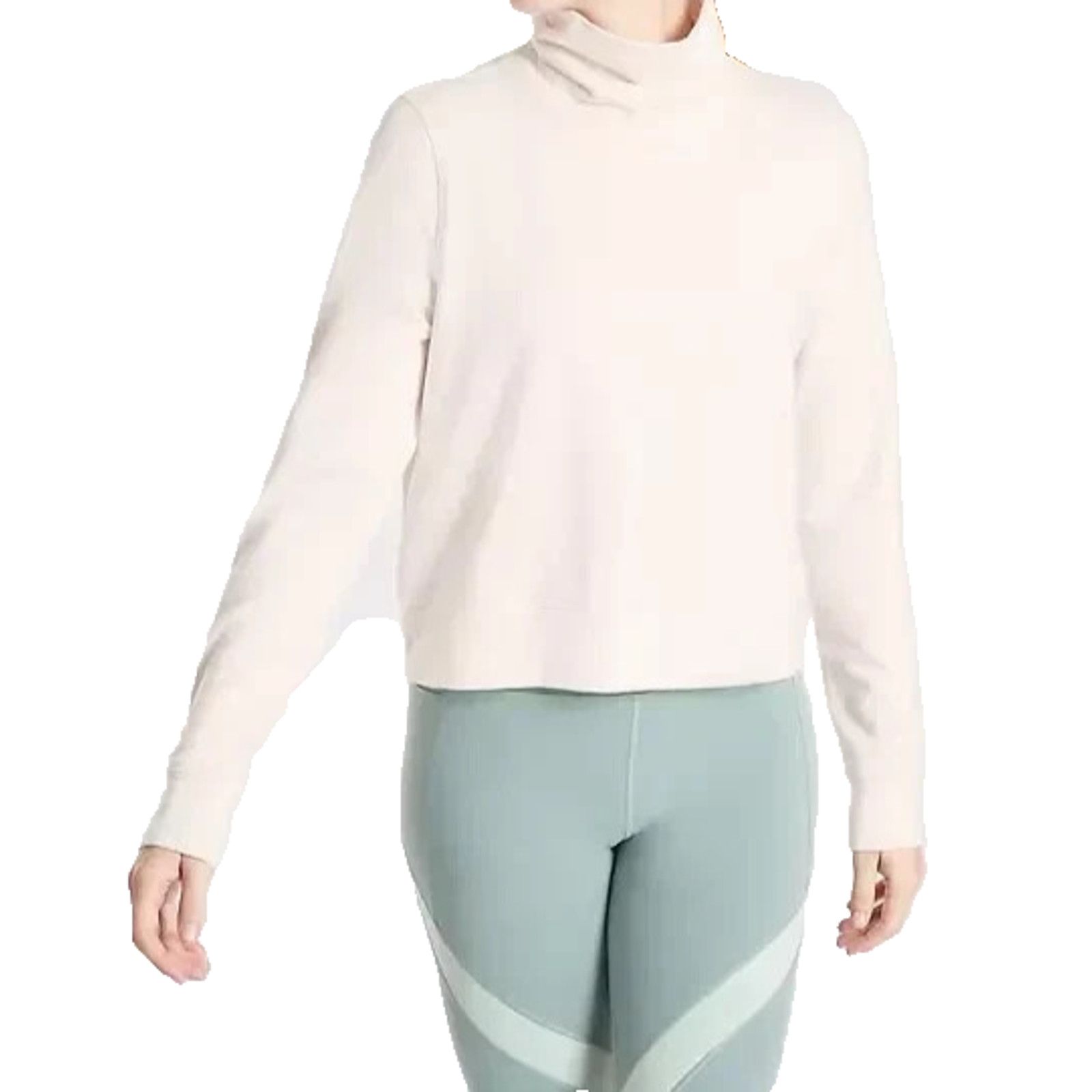 Athleta Athleta Cream Cropper Funnel Neck Nirvana Top Shirt MT New Size M / US 6-8 / IT 42-44 - 1 Thumbnail
