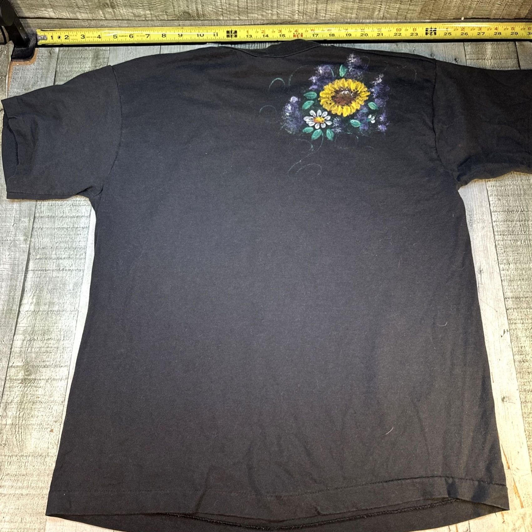 Fruit Of The Loom VINTAGE Sunflowers T Shirt Womens L Blacks Floral Nature Embroidered USA Fruit of the Loom Short Sleeve Crew Neck Cotton Size L / US 10 / IT 46 - 4 Thumbnail