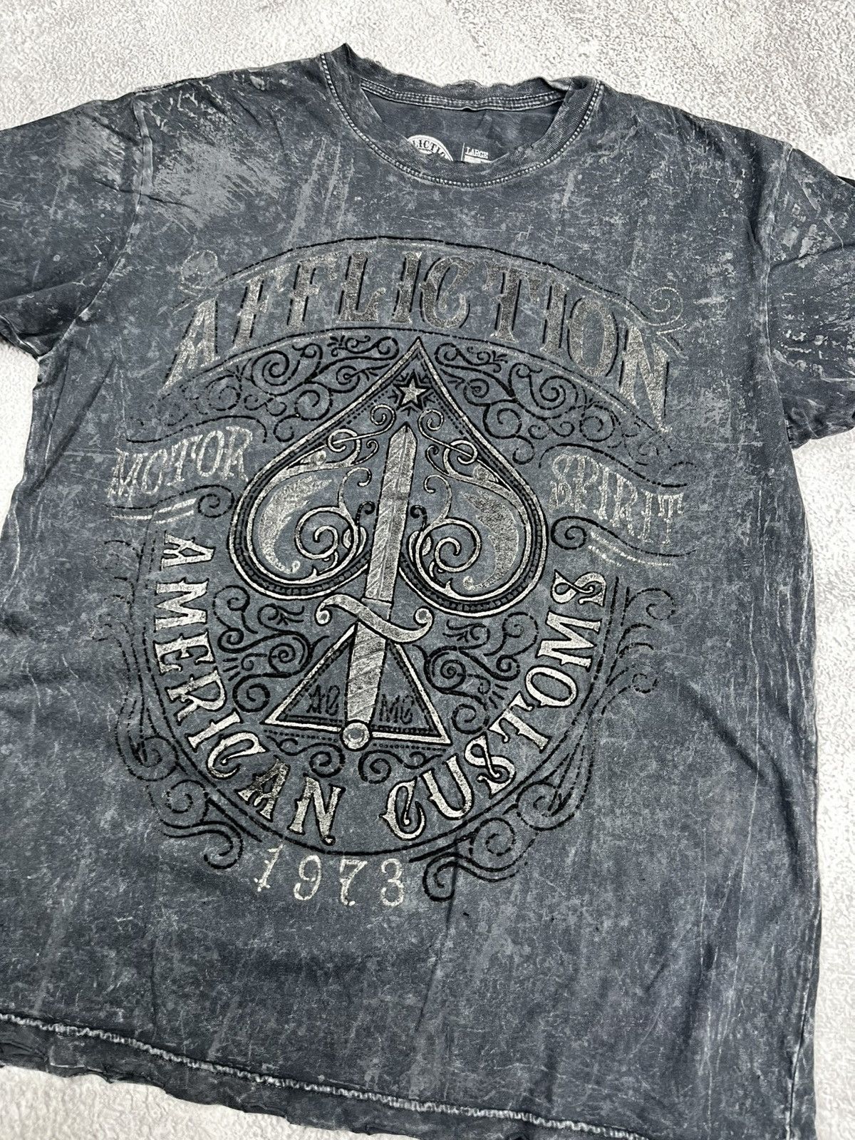 Vintage AFFLICTION MENS DEATH SPADE SS T-SHIRT Size US L / EU 52-54 / 3 - 2 Thumbnail