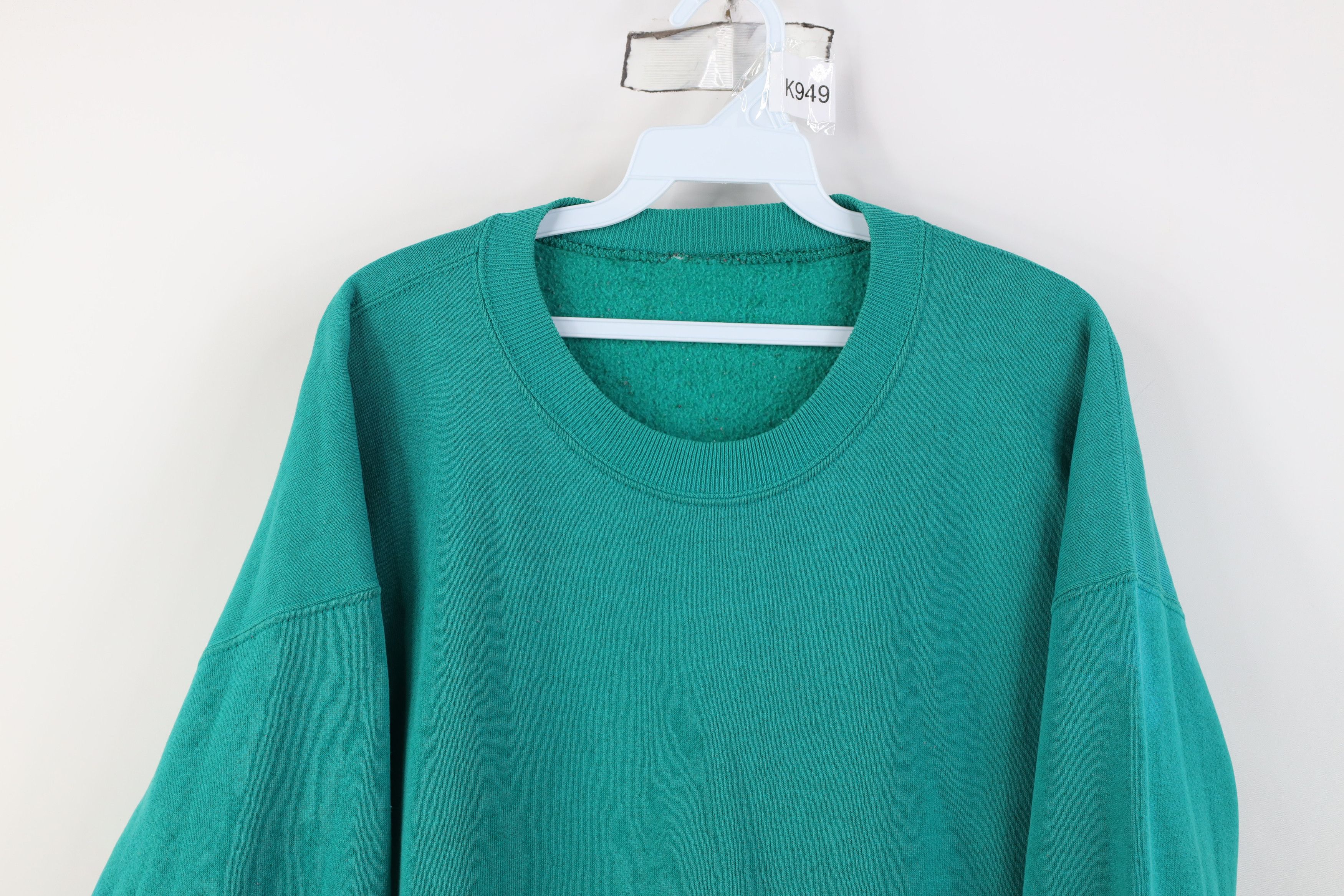 Vintage Vintage 90s Streetwear Blank Crewneck Sweatshirt Teal Size US XL / EU 56 / 4 - 2 Thumbnail