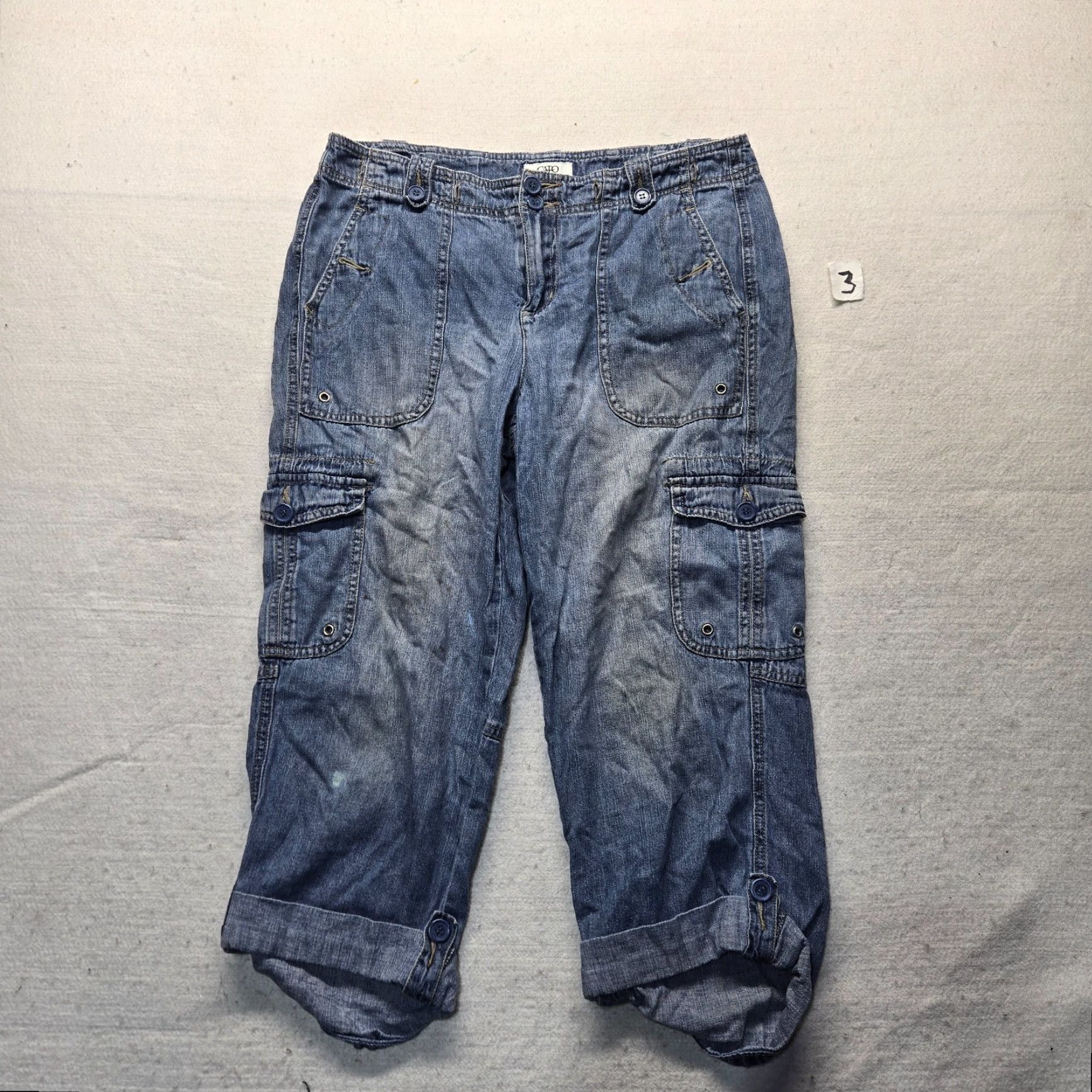 Vintage Cato Jeans Mid-Rise Capri 5-Pocket Zip Closure Blue Denim Women's 12 Jeans Size 34" / US 12 / IT 48 - 2 Thumbnail