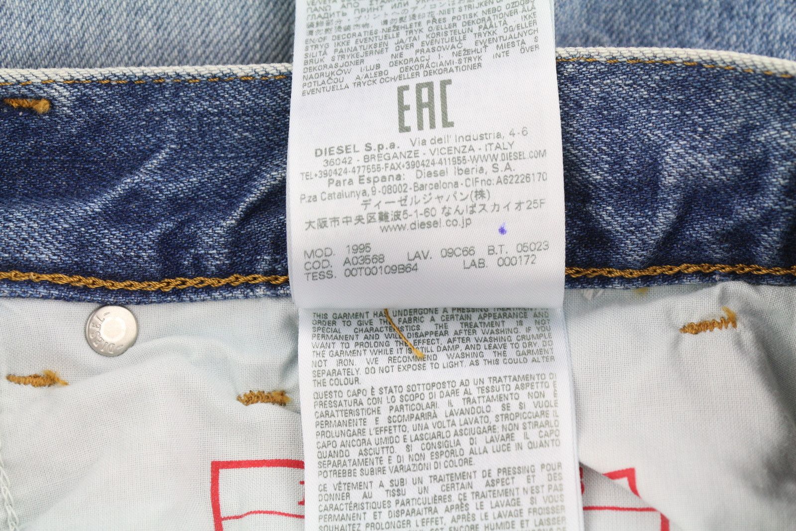Diesel 1995 09C66 W30/L32 Blue Faded Slim Straight 85420 Size US 30 / EU 46 - 10 Thumbnail
