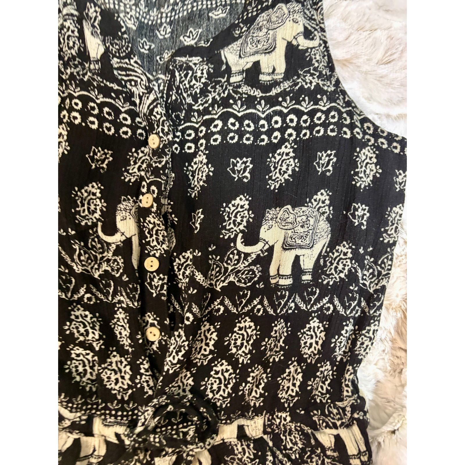 Anthropologie Anthropologie black and white elephant jumpsuit Size 30" / US 8 / IT 44 - 2 Thumbnail