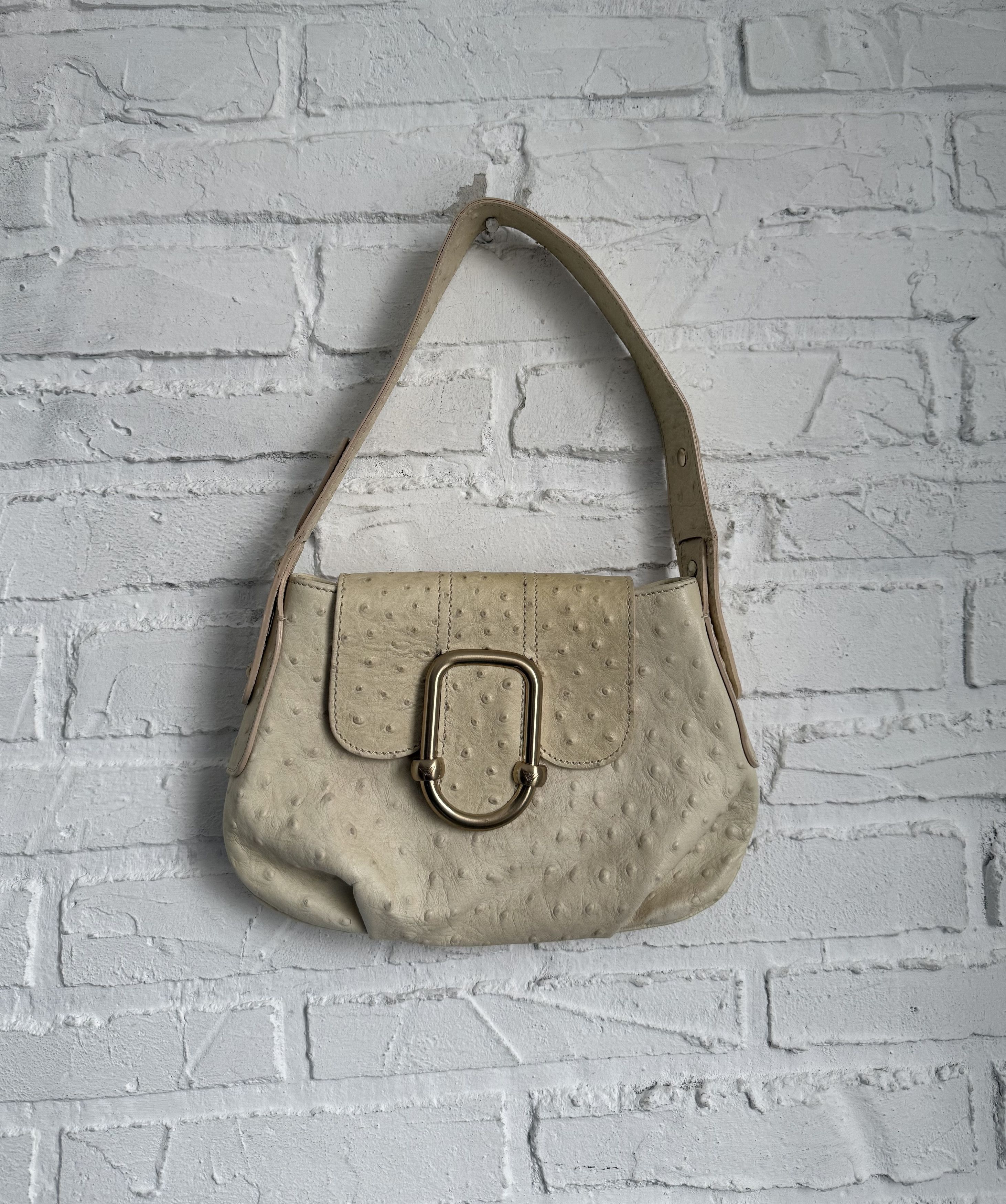 Vintage 2000s Emporio Armani ostrich leather hand bag
