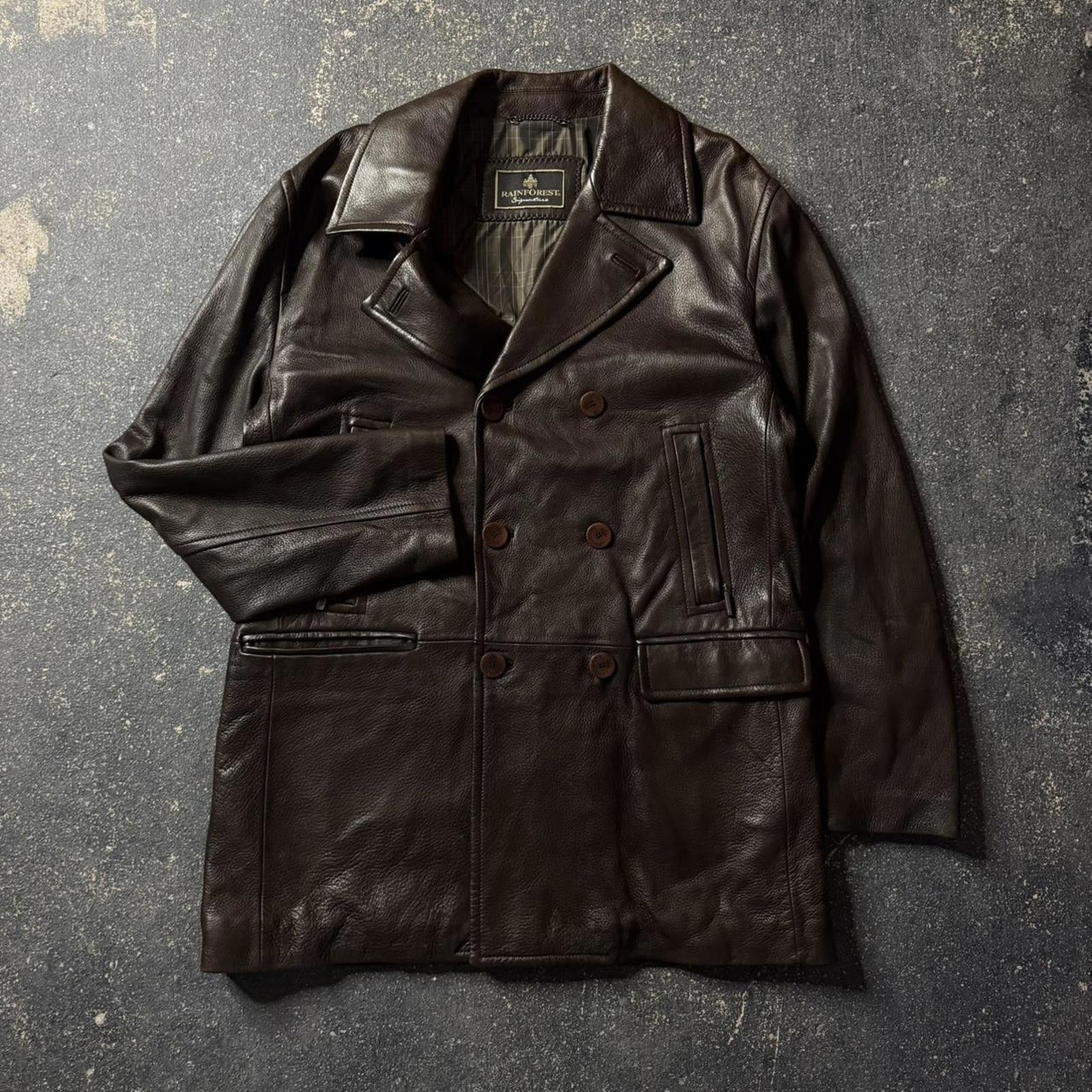 Vintage Rainforest Signature Mocha Brown Leather Trench Coat