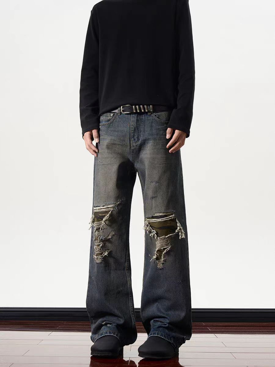 Japanese Brand × Jean Street hip hop ripped vintage washed baggy jeans Size US 34 / EU 50 - 5 Thumbnail