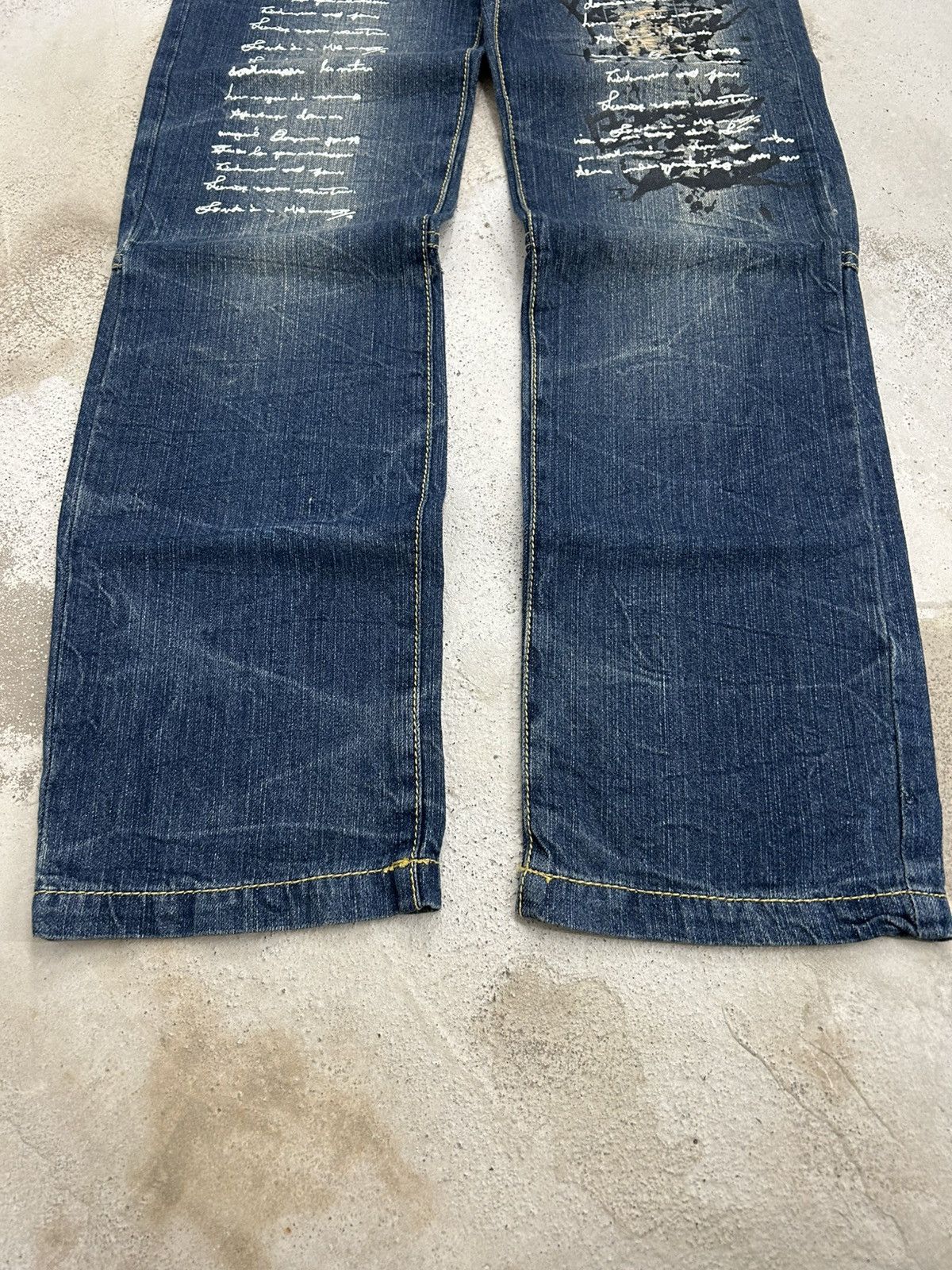 Japanese Brand Batsu Studio Japan Jean Art Poems Clawn Mark Straight Cut Size US 28 / EU 44 - 5 Thumbnail