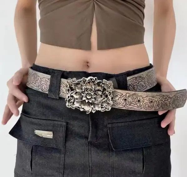 VIBE Rose Pu Leather Belt Belt Size ONE SIZE - 7 Thumbnail