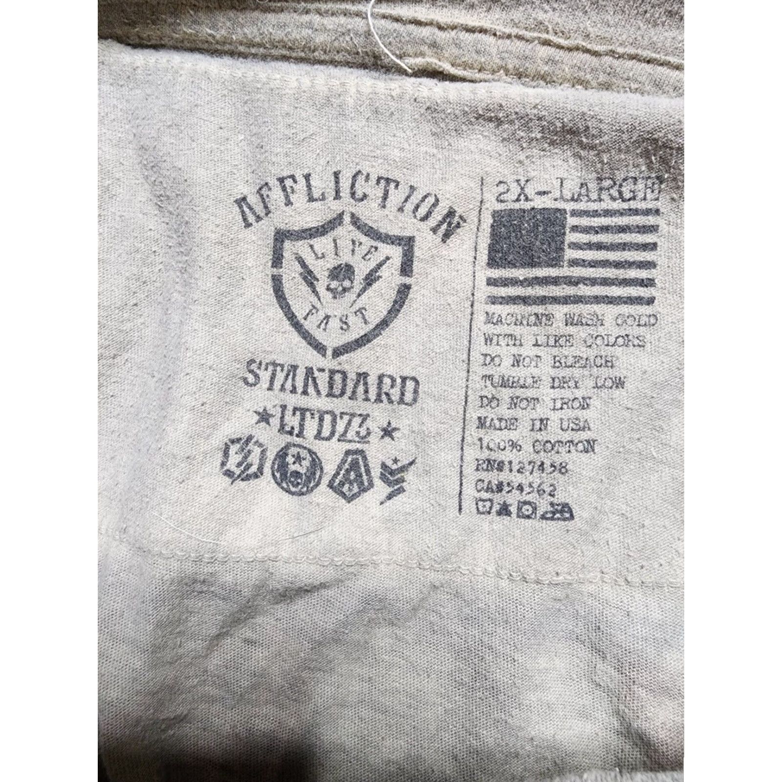 Affliction Affliction T-Shirt Mens 2XL Gray Short Sleeve Crew Neck American Print Size US XXL / EU 58 / 5 - 6 Thumbnail