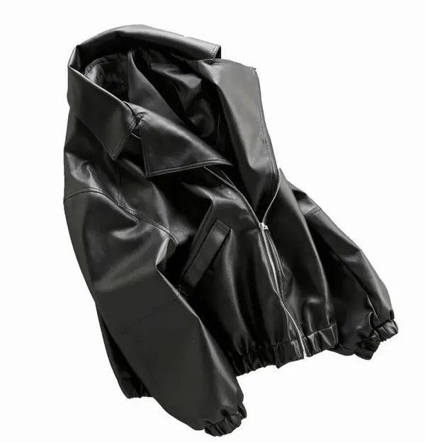 VIBE Oversized waterproof PU leather Jacket zipper loose y2k Size US L / EU 52-54 / 3 - 2 Thumbnail