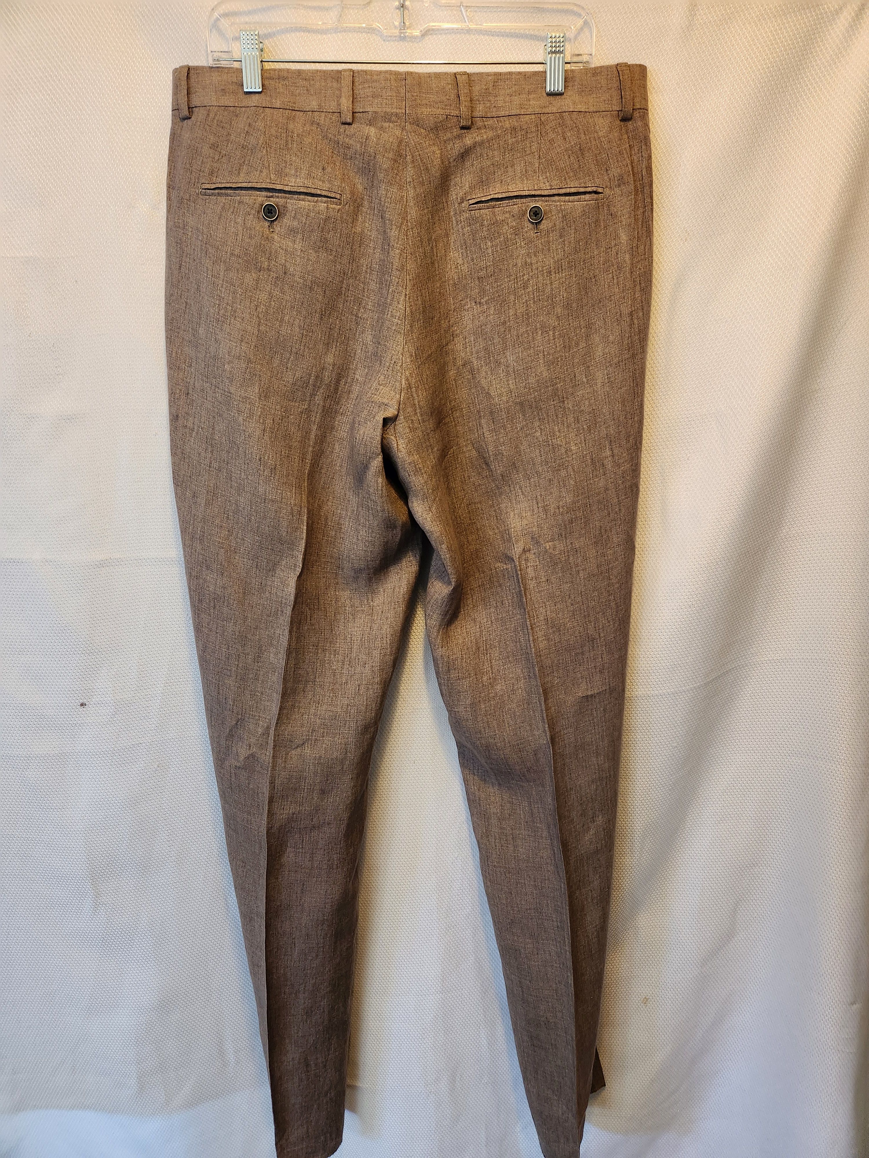 Joseph Abboud Men's 100% Linen Beige Flat Front Pants Size US 34 / EU 50 - 2 Thumbnail