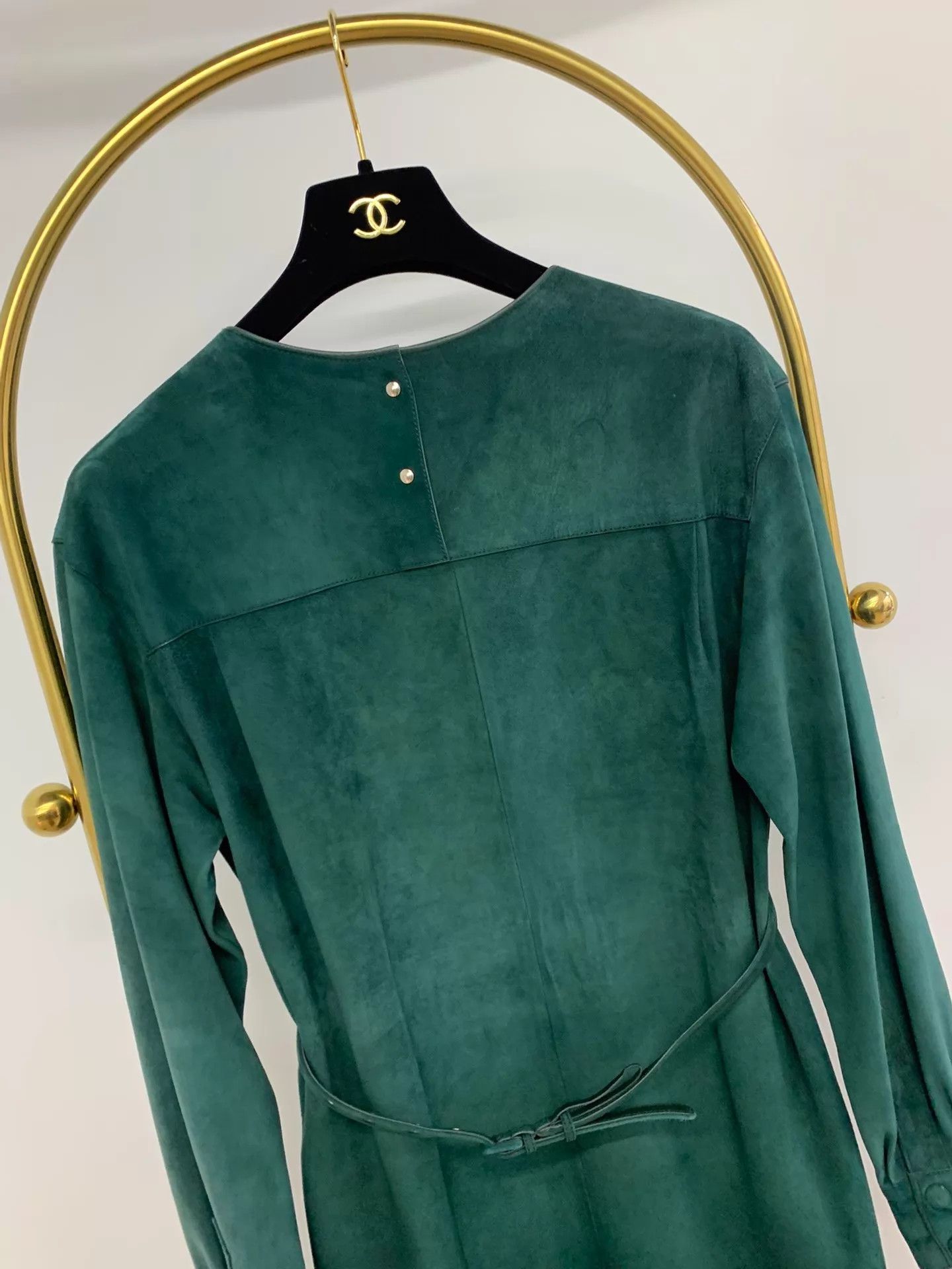 Celine Celine Green Suede Long Sleeve Dress Size 34 New Size XXS / US 00 / IT 34 - 2 Thumbnail
