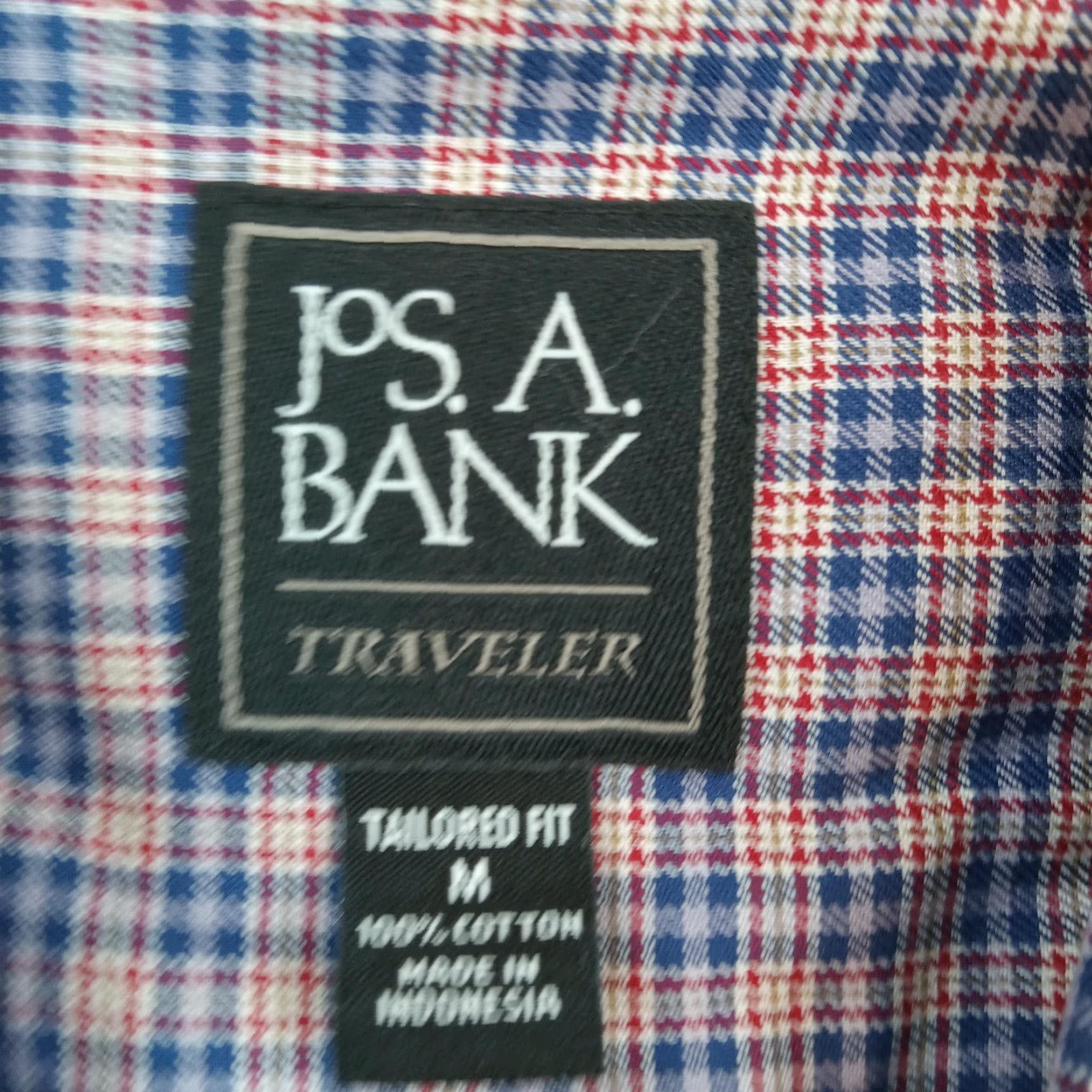 Jos. A. Bank Jos A Bank Shirt Mens Medium Blue Red Plaid Button Up Career Traveler Tailored Size US M / EU 48-50 / 2 - 5 Thumbnail