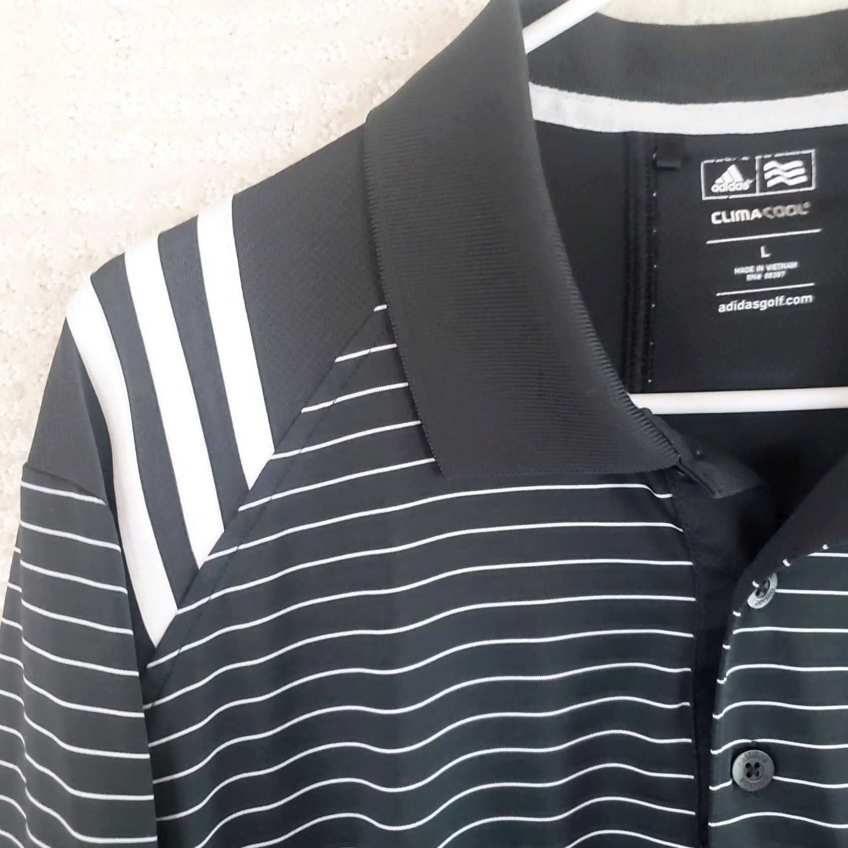 Adidas Adidas Polo Shirt Mens L Black Striped Chest Logo Golf Climacool Short Sleeve Regular Fit Shirt Mens Size US L / EU 52-54 / 3 - 4 Thumbnail