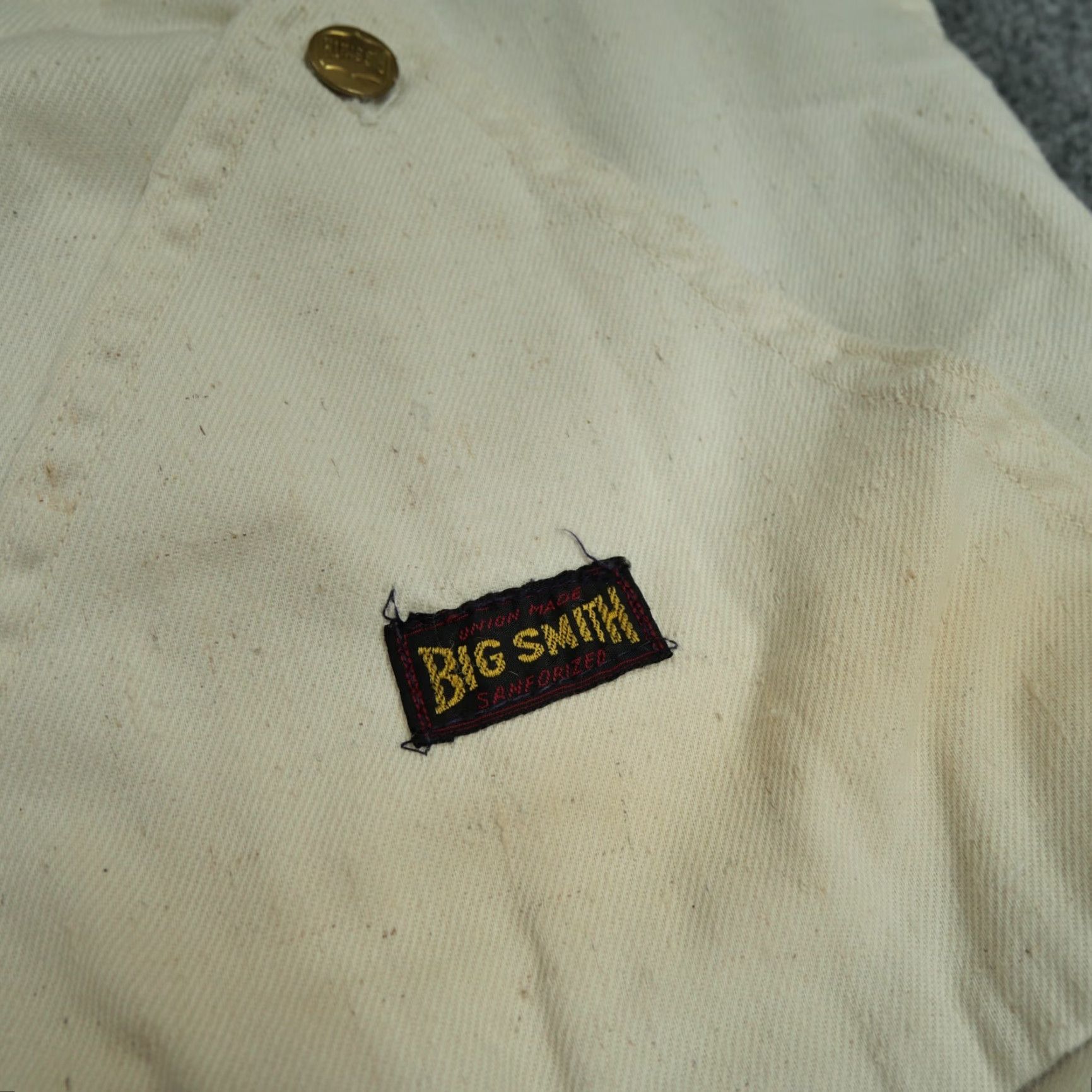 Vintage VINTAGE Big Smith Overalls Mens 27x26 White Cream Sanforized Workwear Adult 50s Size US 27 - 4 Thumbnail