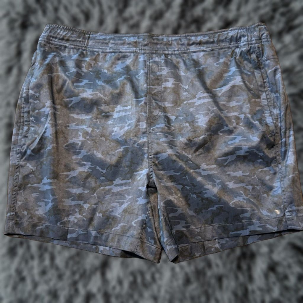 Vintage Mack Weldon Men's Size Medium 6" Camo Shorts Athletic Drawstring Blue Black Jersey Lightweight Pockets Size US 39 - 1 Thumbnail