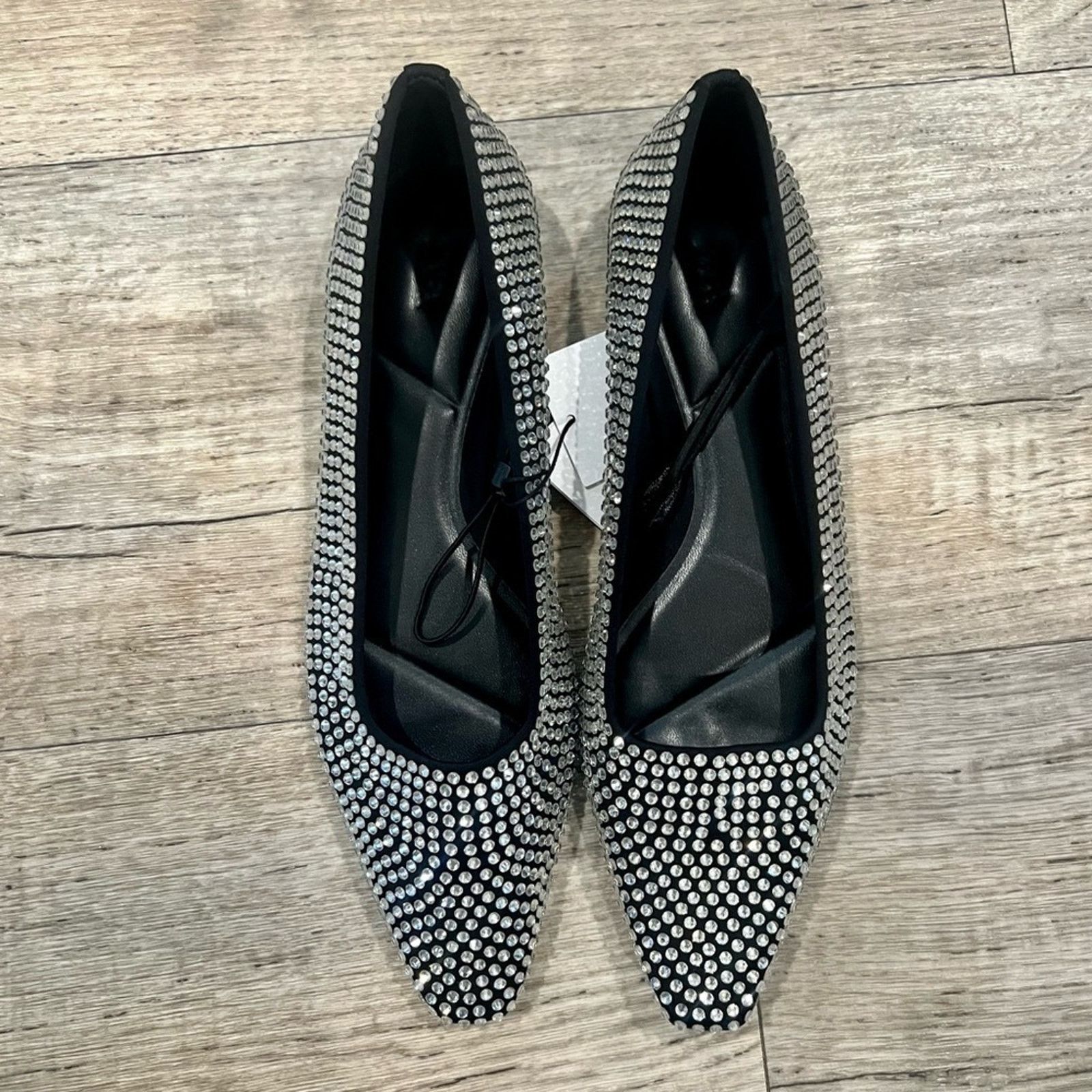 Zara Zara Rhinestone Pointed Toe Flats Sparkle Ballet Flats Size US 8 / IT 38 - 15 Thumbnail