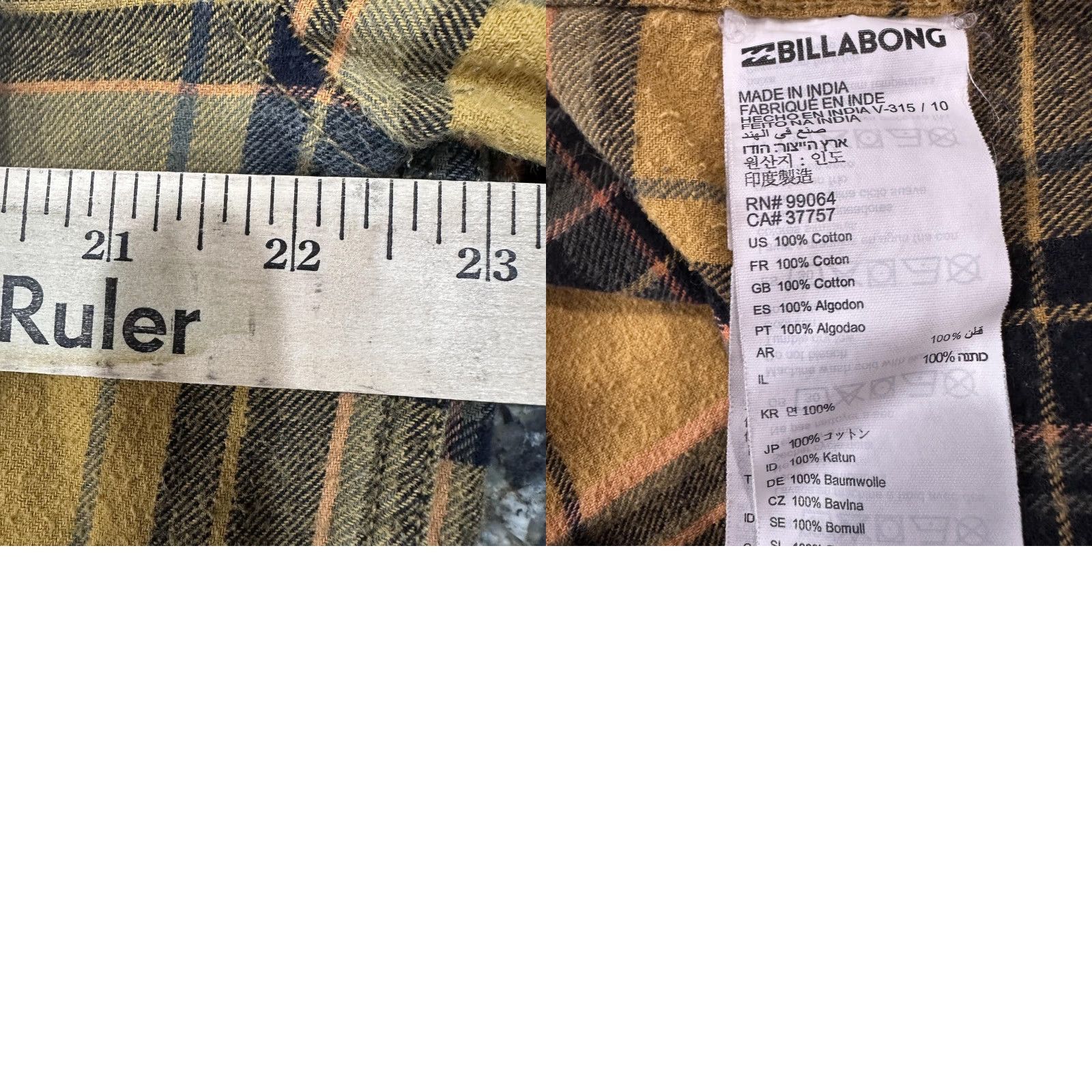 Billabong Billabong Shirt XL Yellow Plaid Flannel Button Front Surf Grunge PILL Mens Size US XL / EU 56 / 4 - 8 Thumbnail