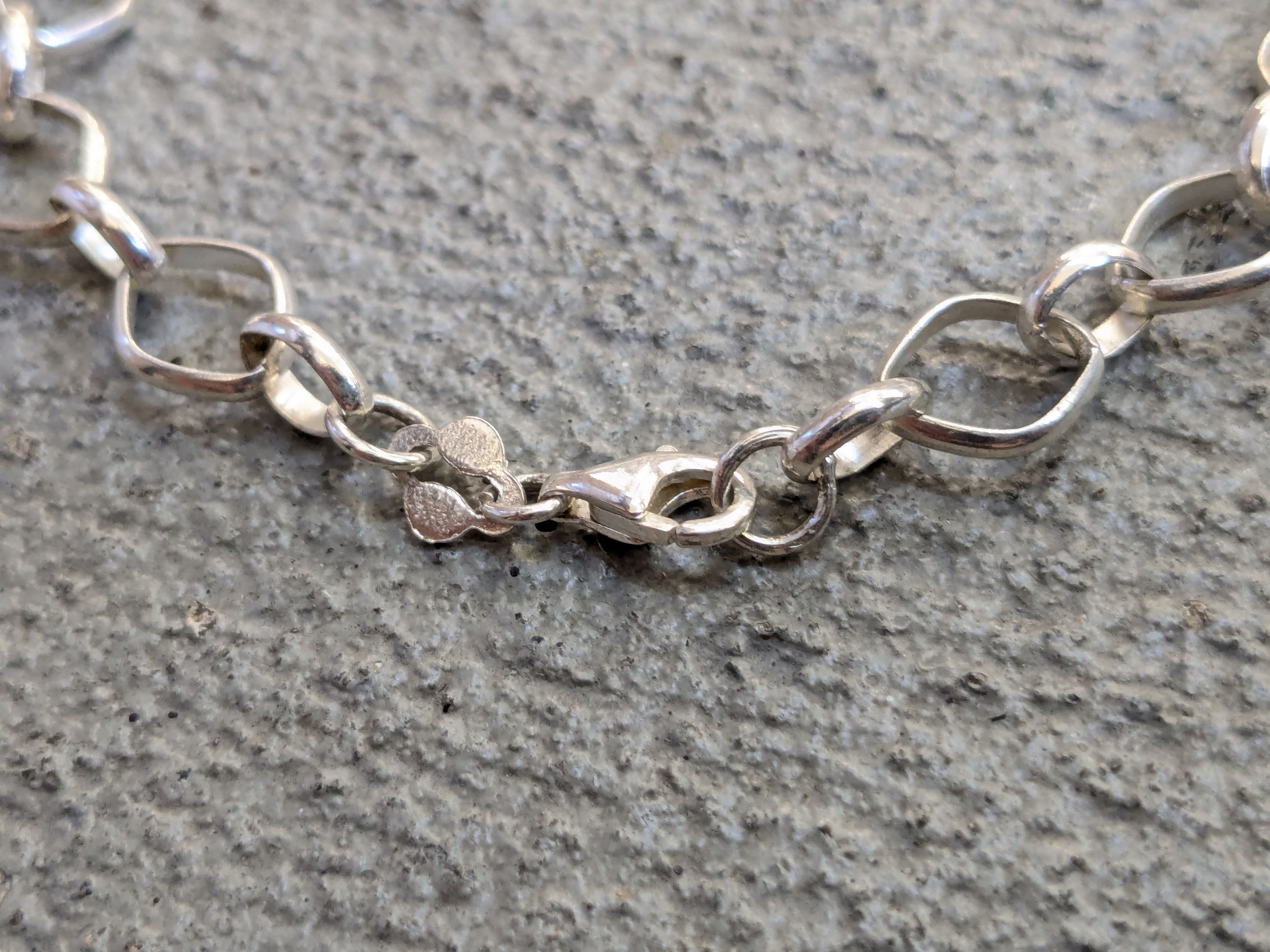 Jewelry Sterling Silver Bracelet Oval 8" Chain Link Size ONE SIZE - 10 Thumbnail
