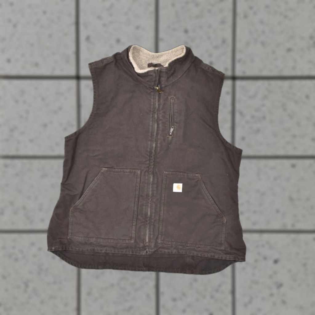 Carhartt VINTAGE Carhartt Sandstone Sherpa Lined Mock Neck Vest Dark Brown Women XL 16/18 Size XL / US 12-14 / IT 48-50 - 1 Thumbnail