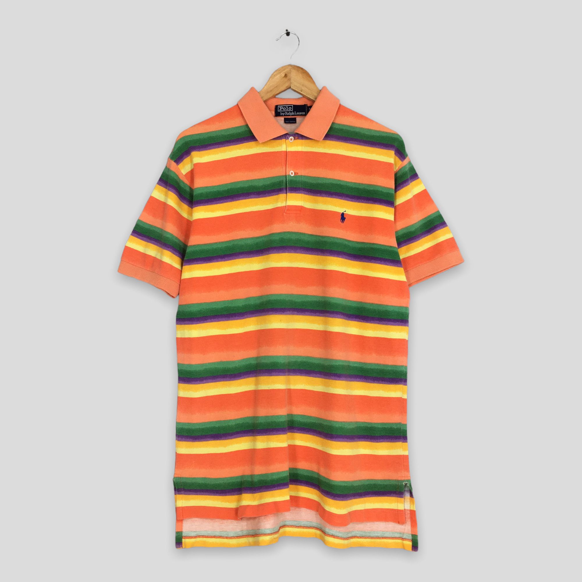 image of Vintage 90's Polo Ralph Laurent Polo Multicolor Stripes Medium, Men's