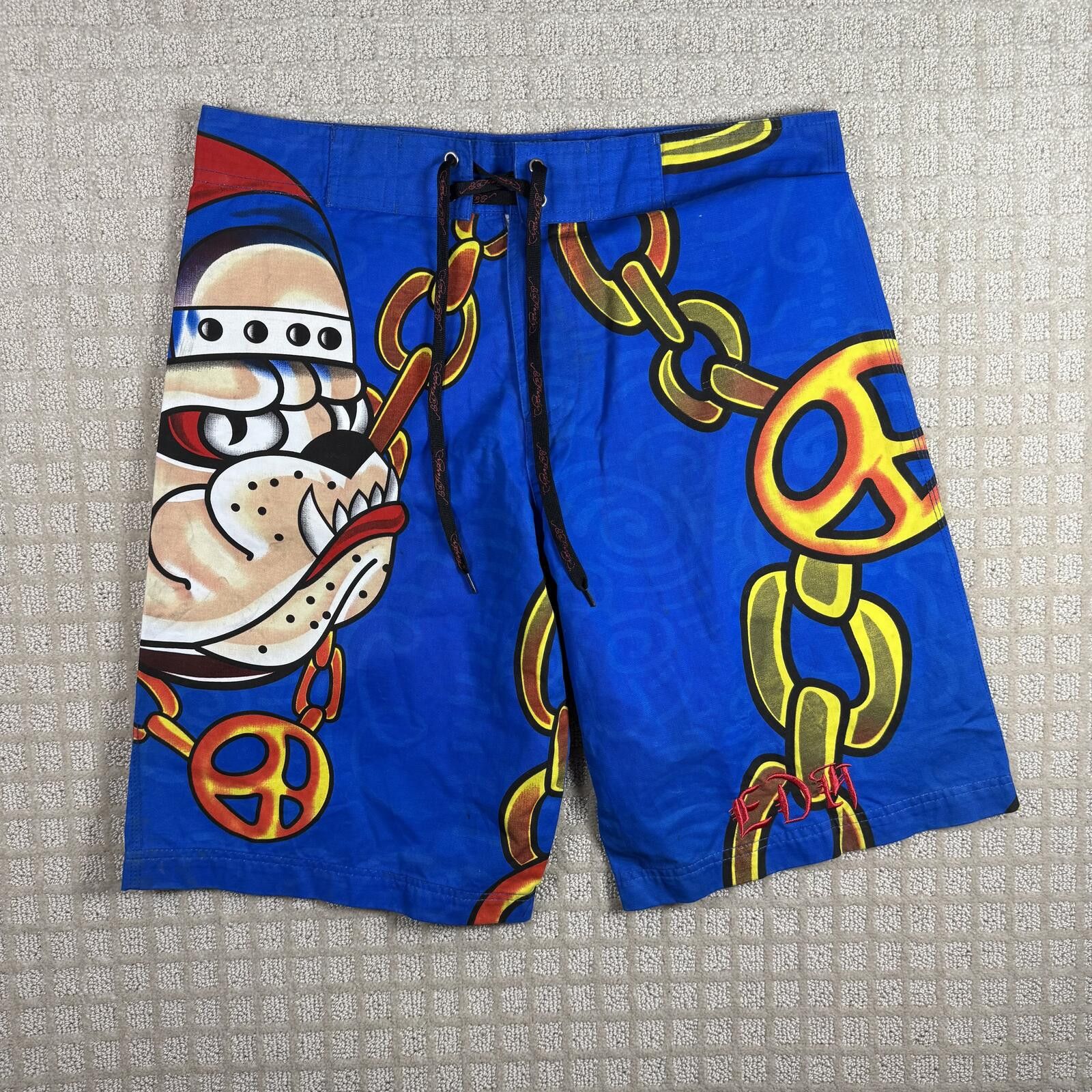 Ed Hardy Y2K Ed Hardy Bulldog Chain Board Shorts XL Size US 36 / EU 52 - 1 Thumbnail