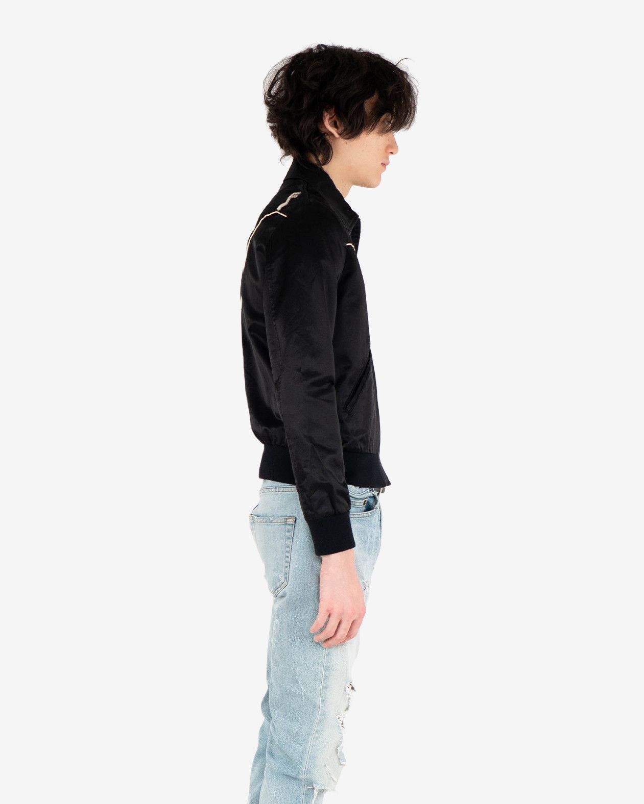 Saint Laurent Paris Black Music Note Satin Jacket (FW16) Size US S / EU 44-46 / 1 - 5 Thumbnail
