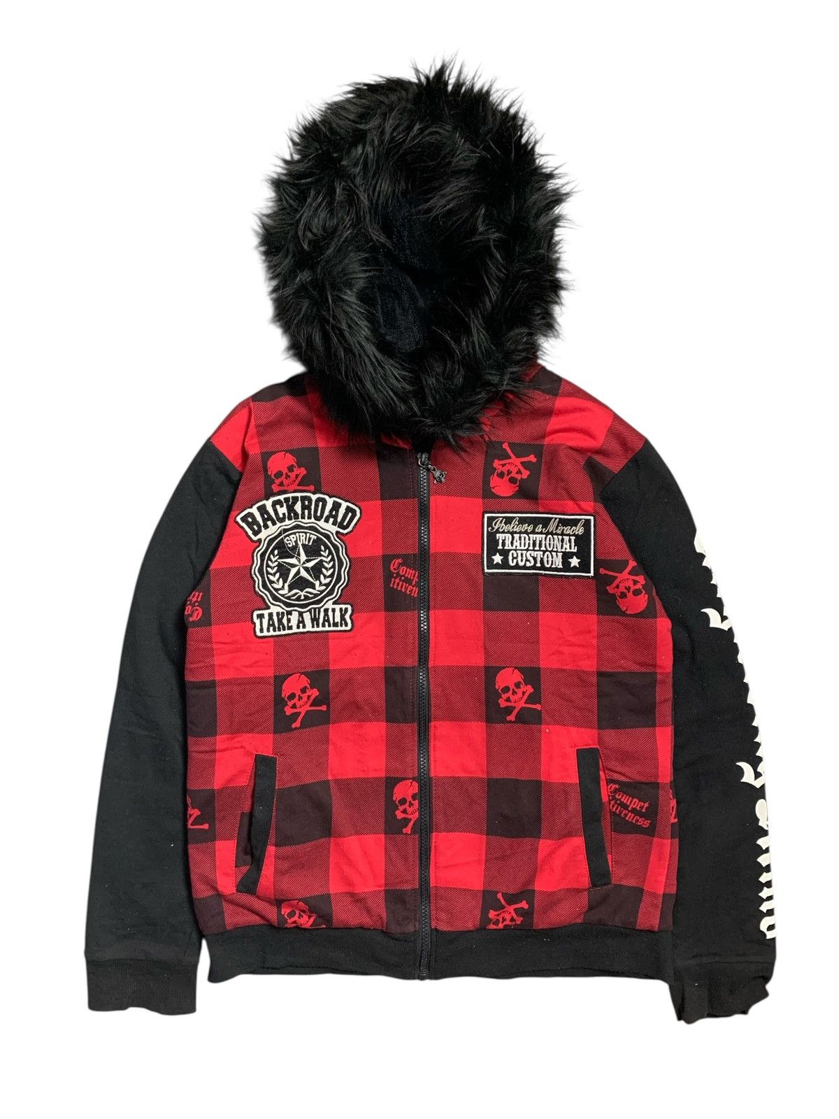 If Six Was Nine ZIP SKULL LGB If Six Was Nine PUNK Style Faux Fur Hoodie Size US M / EU 48-50 / 2 - 1 Thumbnail