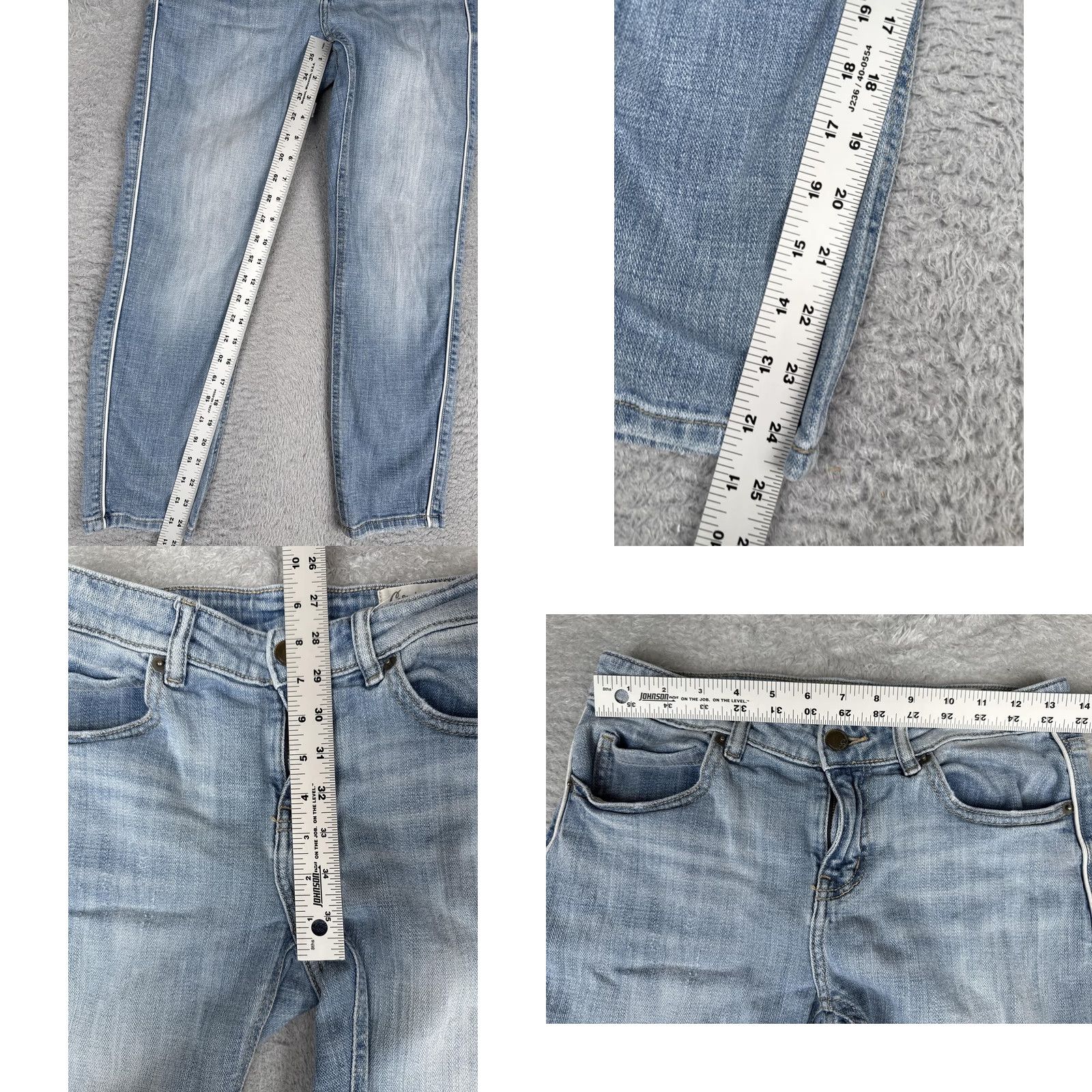 Vintage Cosmic Blue Love Jeans Skinny 26 Womens Light Blue Denim 5-Pocket Zip Stretch Mid Rise Inseam 25 Size 26" / US 2 / IT 38 - 8 Thumbnail